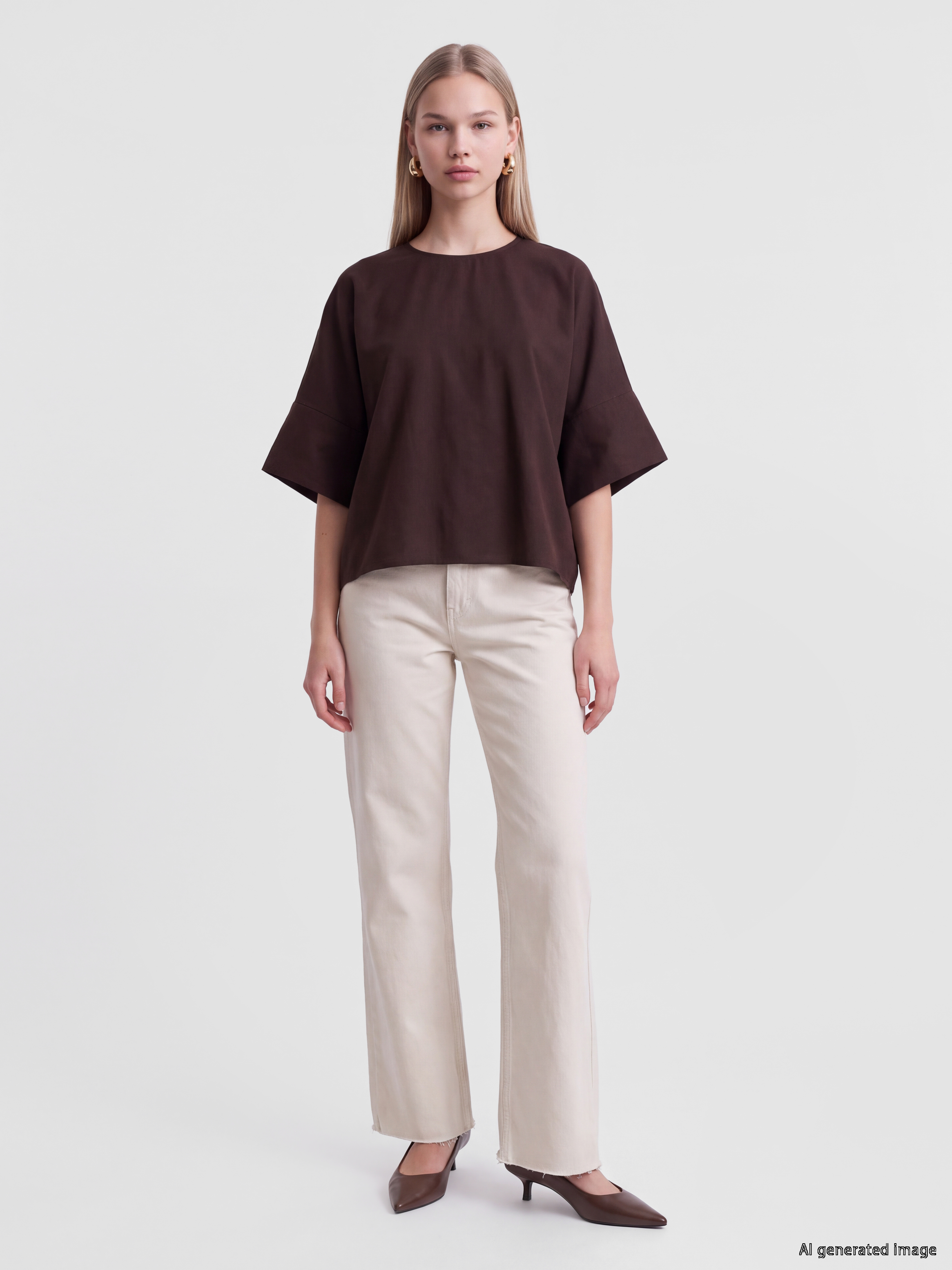 LCW Vision Bisiklet Yaka Geniş Kollu Oversize Bluz görsel 2