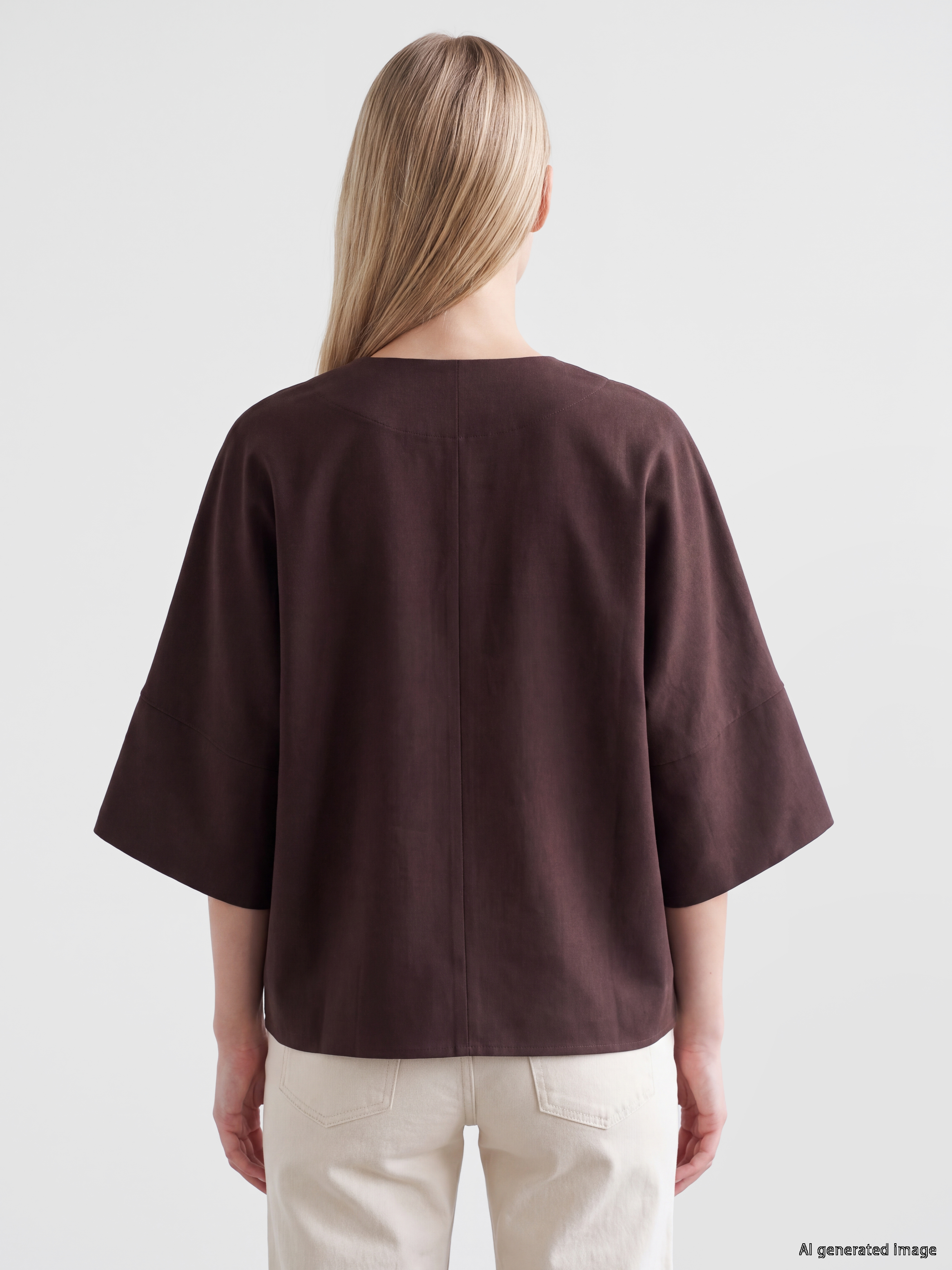 LCW Vision Bisiklet Yaka Geniş Kollu Oversize Bluz görsel 4