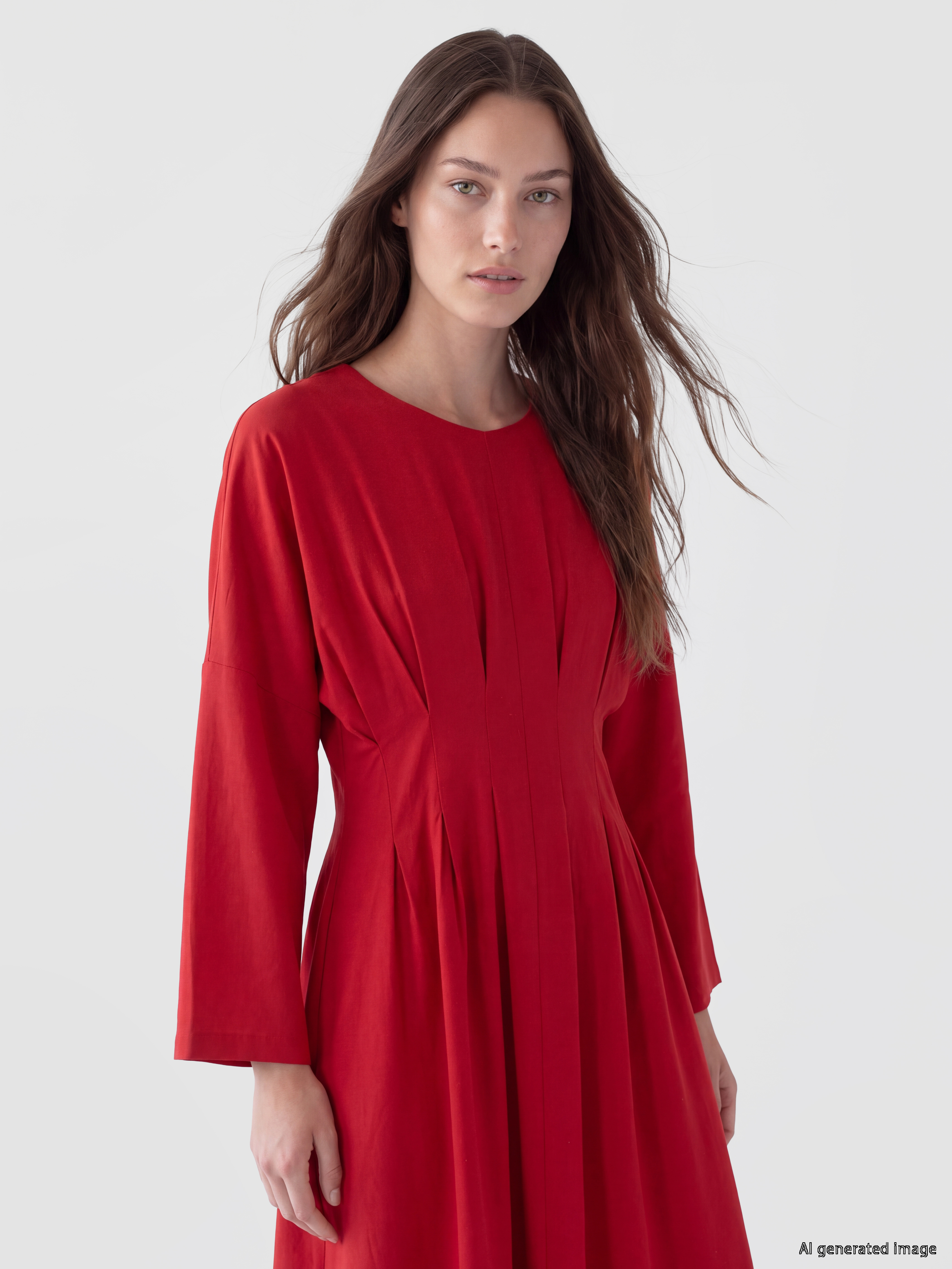 LCW Modest Peplum Keten Karışımlı Pileli Elbise görsel 2