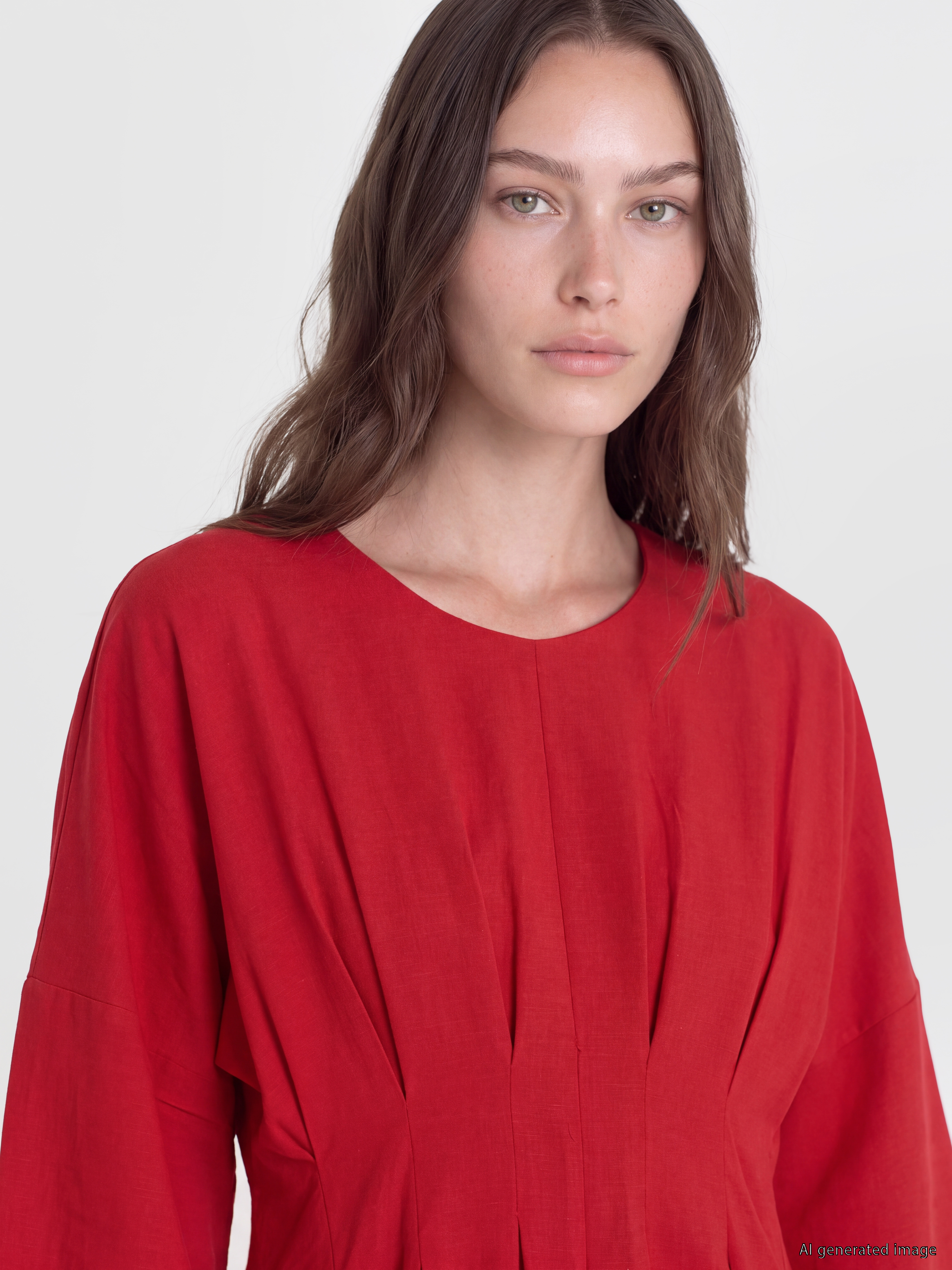 LCW Modest Peplum Keten Karışımlı Pileli Elbise görsel 3