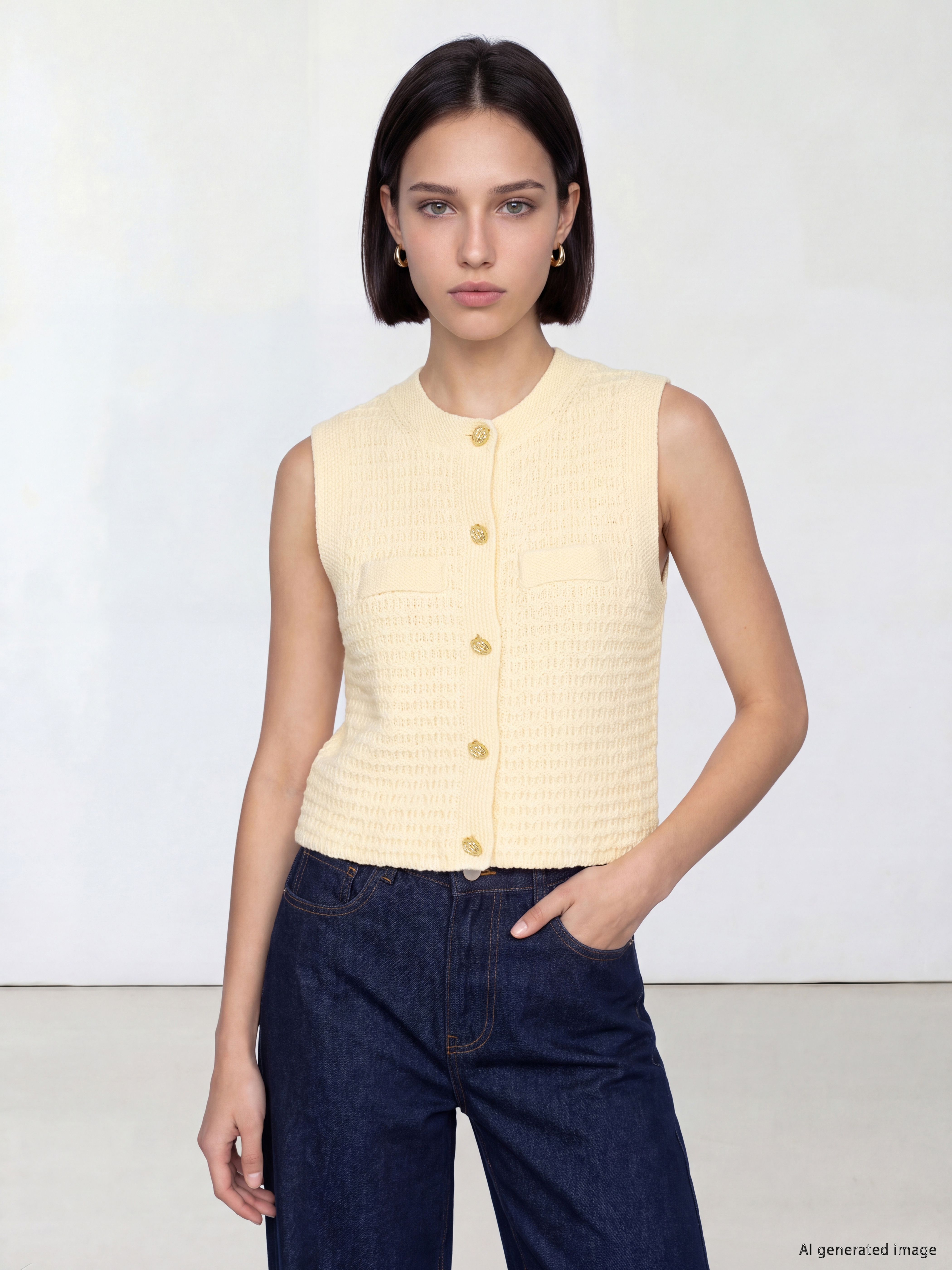 LCW Comfort Bisiklet Yaka Ajurlu Kadın Triko Yelek
