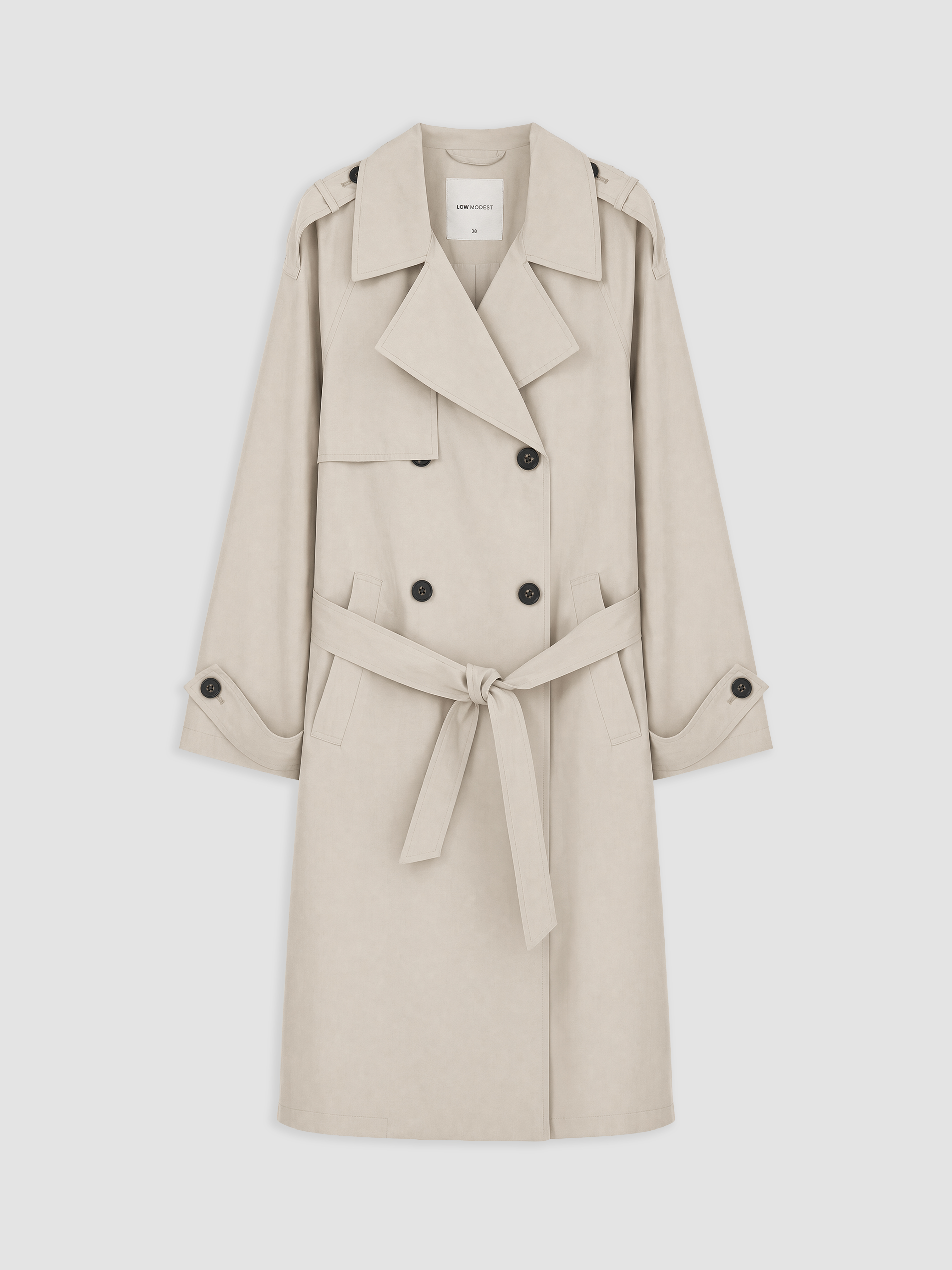 LCW Modest Kuşaklı Kadın Gabardin Trençkot görsel 5