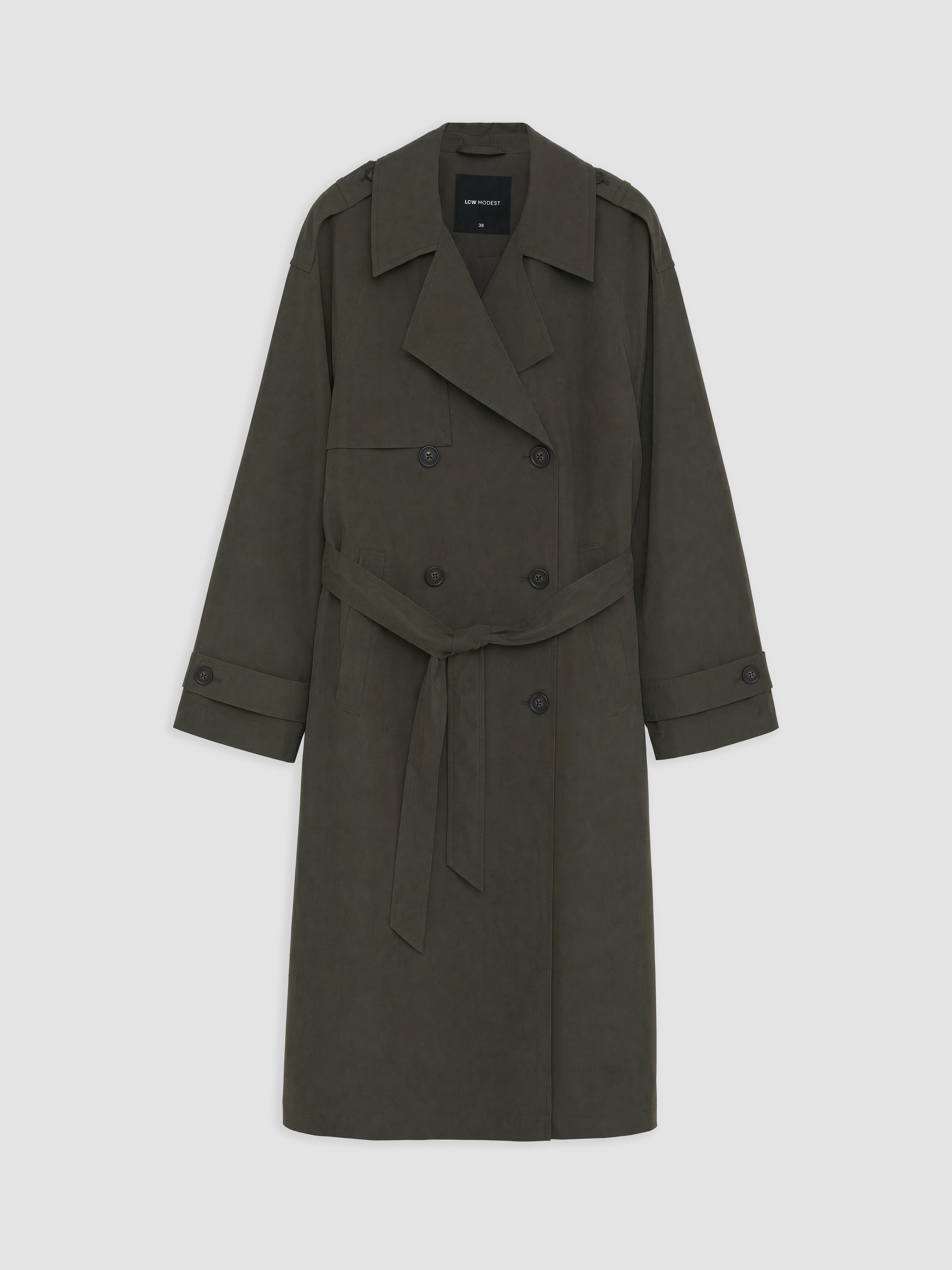 LCW Modest Kuşaklı Kadın Gabardin Trençkot görsel 5