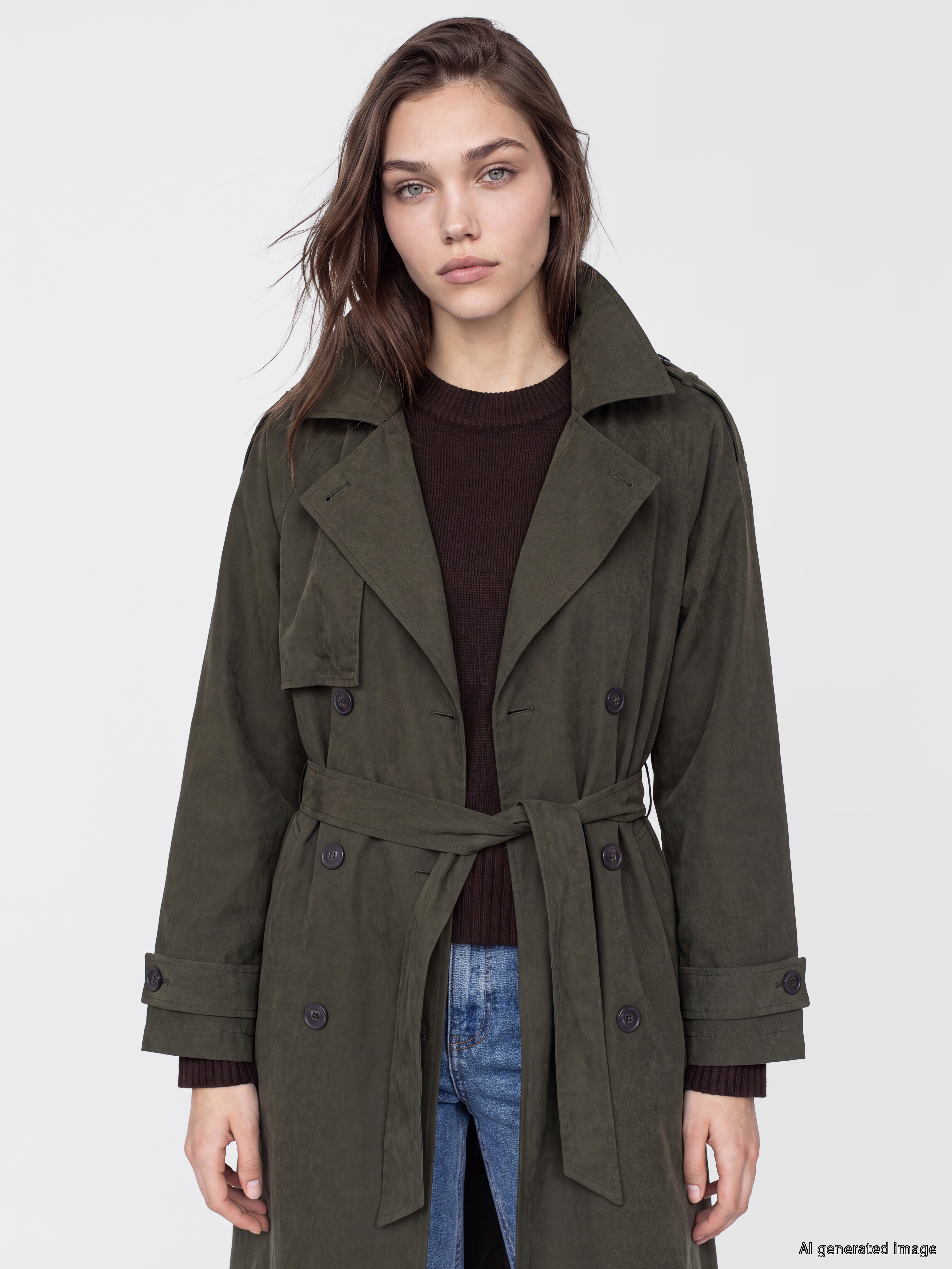 LCW Modest Kuşaklı Kadın Gabardin Trençkot görsel 2