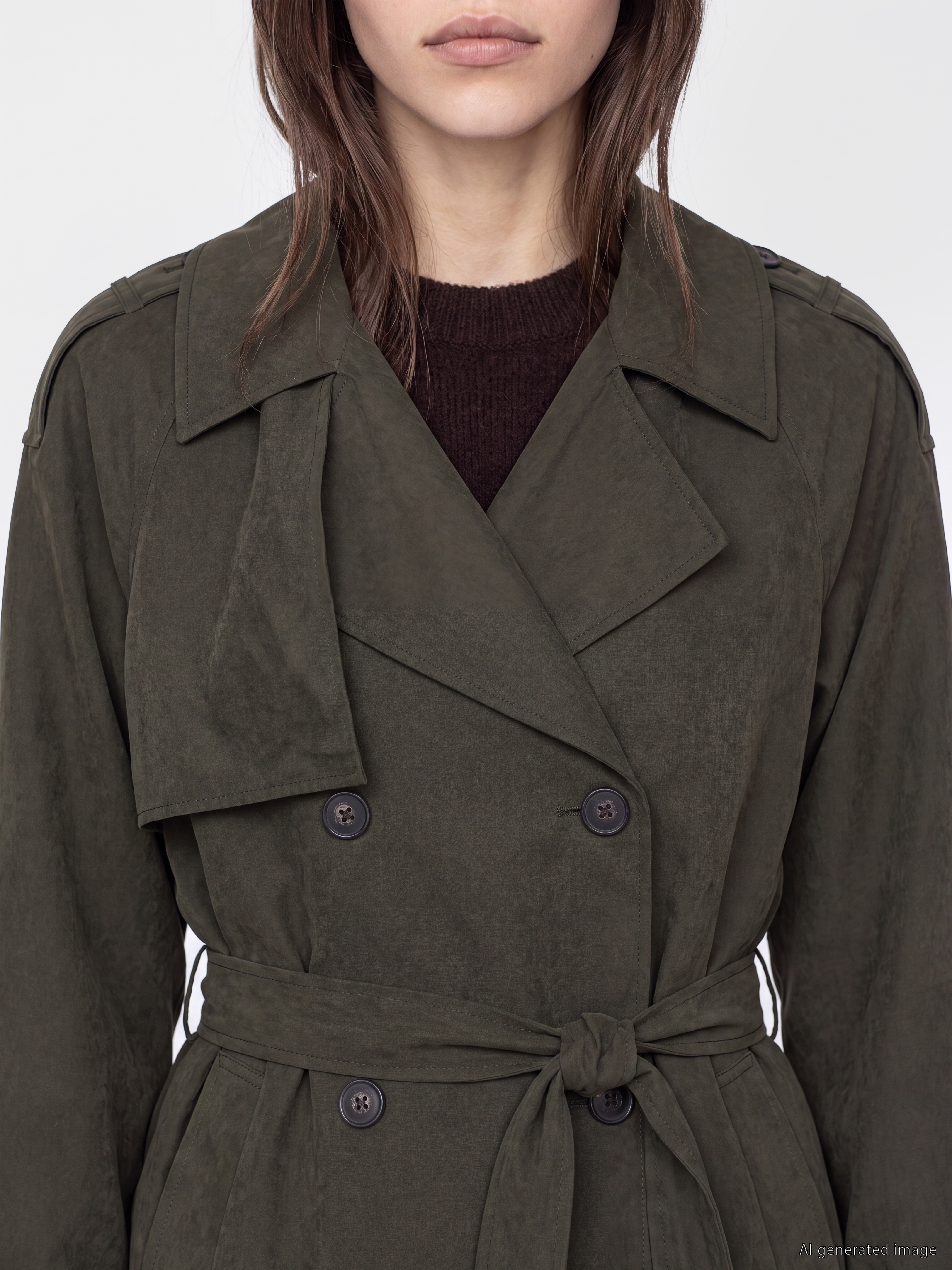 LCW Modest Kuşaklı Kadın Gabardin Trençkot görsel 3