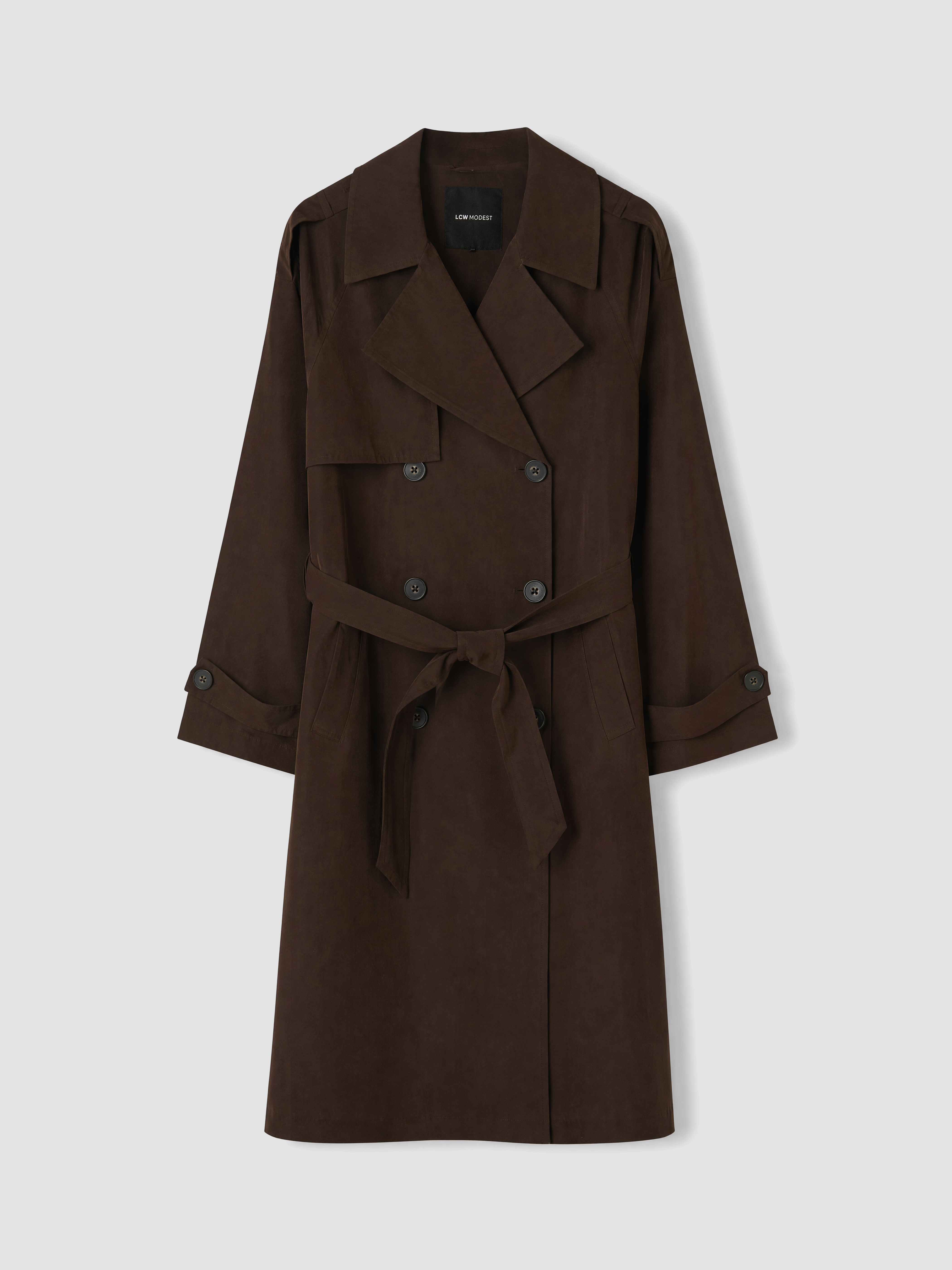 LCW Modest Kuşaklı Kadın Gabardin Trençkot görsel 6