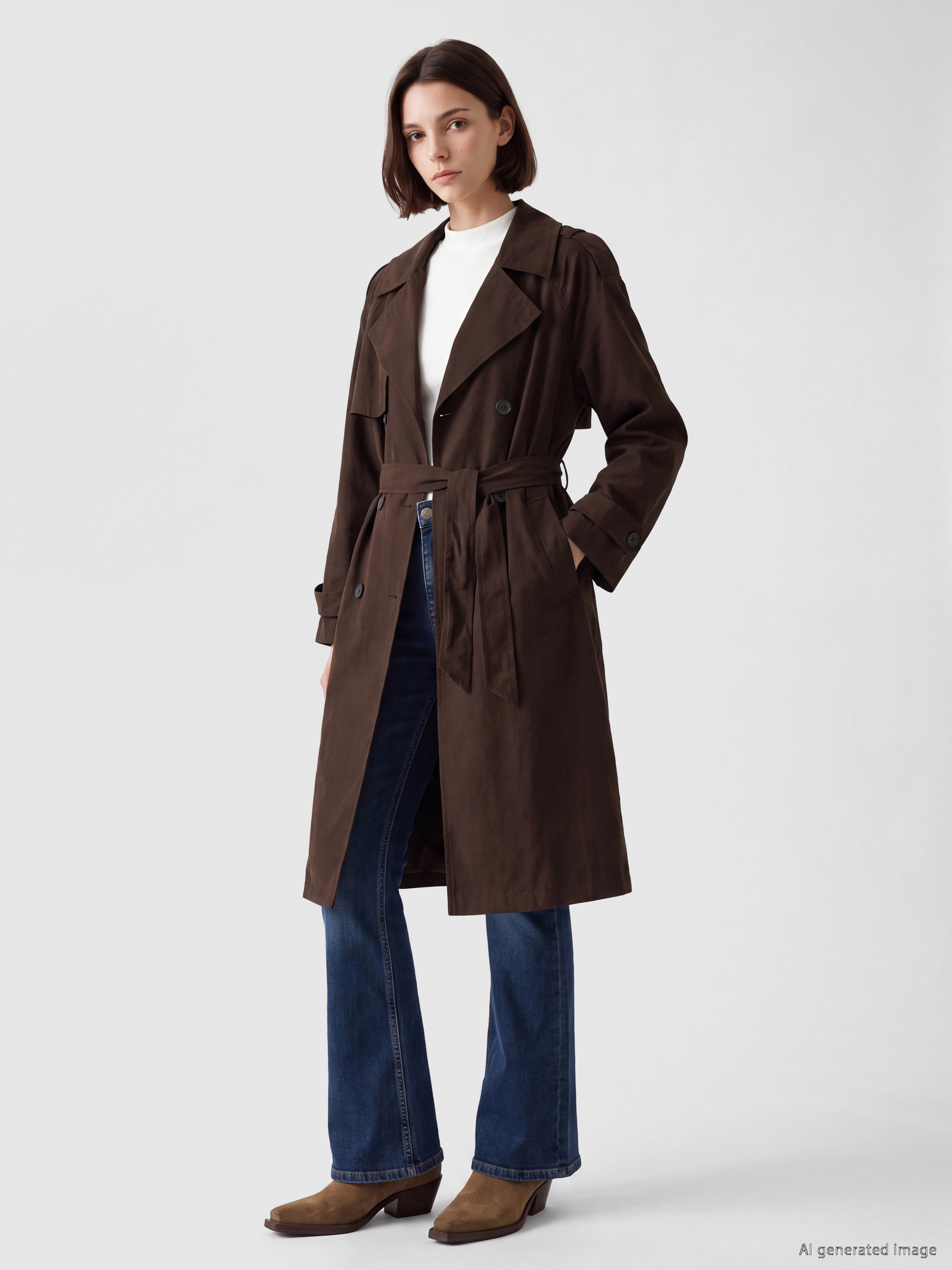 LCW Modest Kuşaklı Kadın Gabardin Trençkot