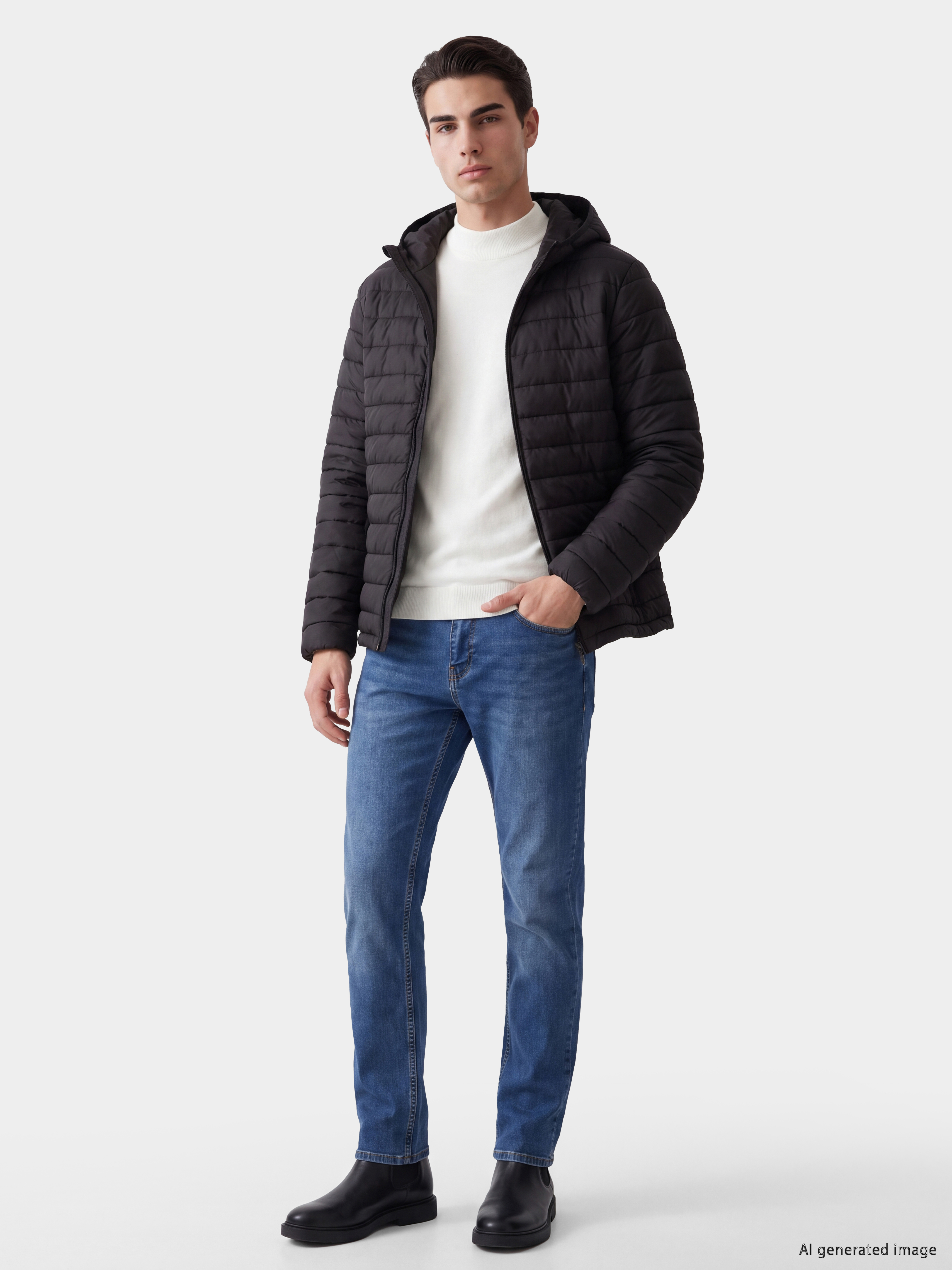 LCWAIKIKI Classic Regular Fit Kapüşonlu Erkek Şişme Mont görsel 2