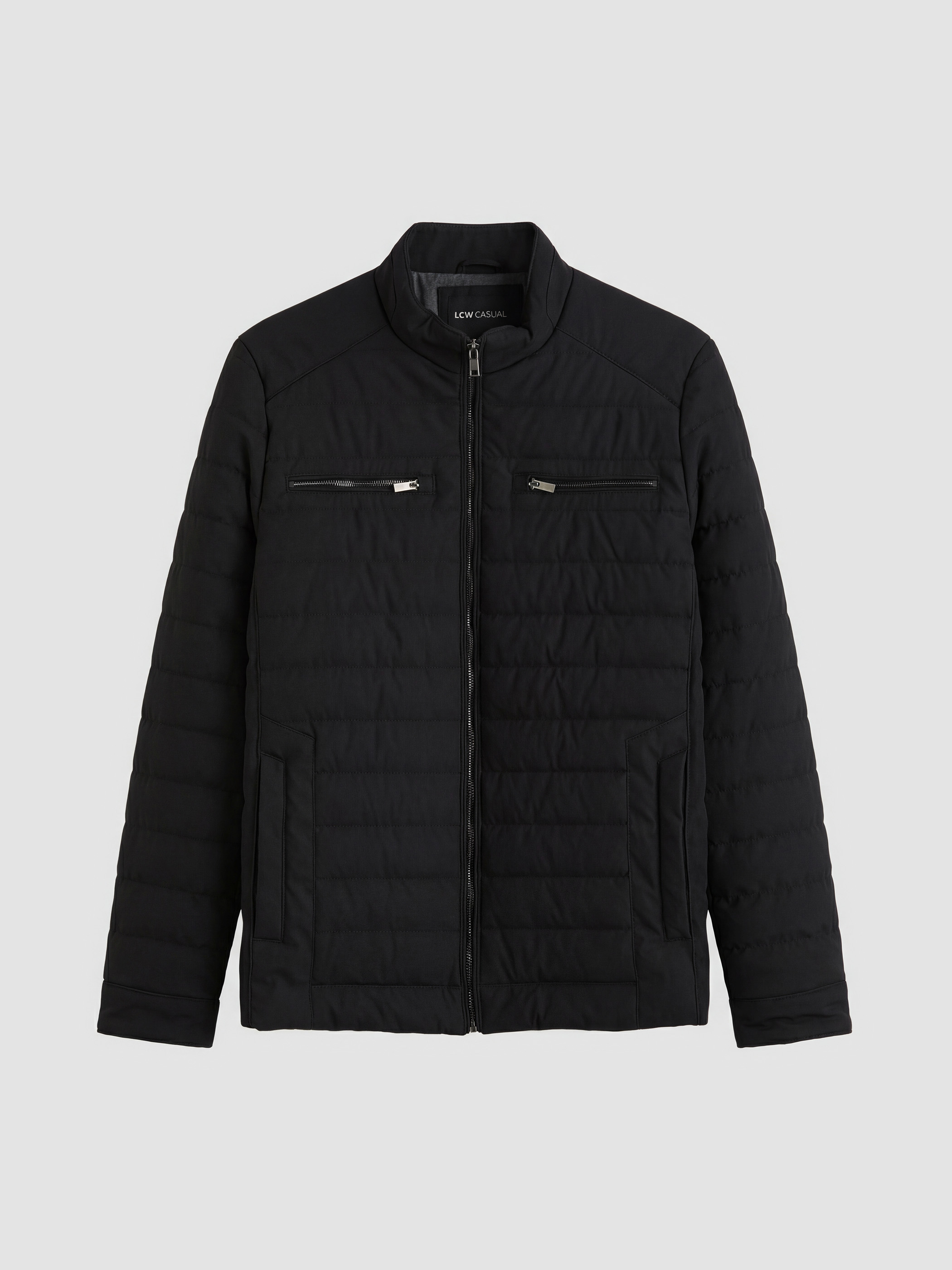 LCWAIKIKI Classic Regular Fit Dik Yaka Erkek Deri Görünümlü Mont görsel 5