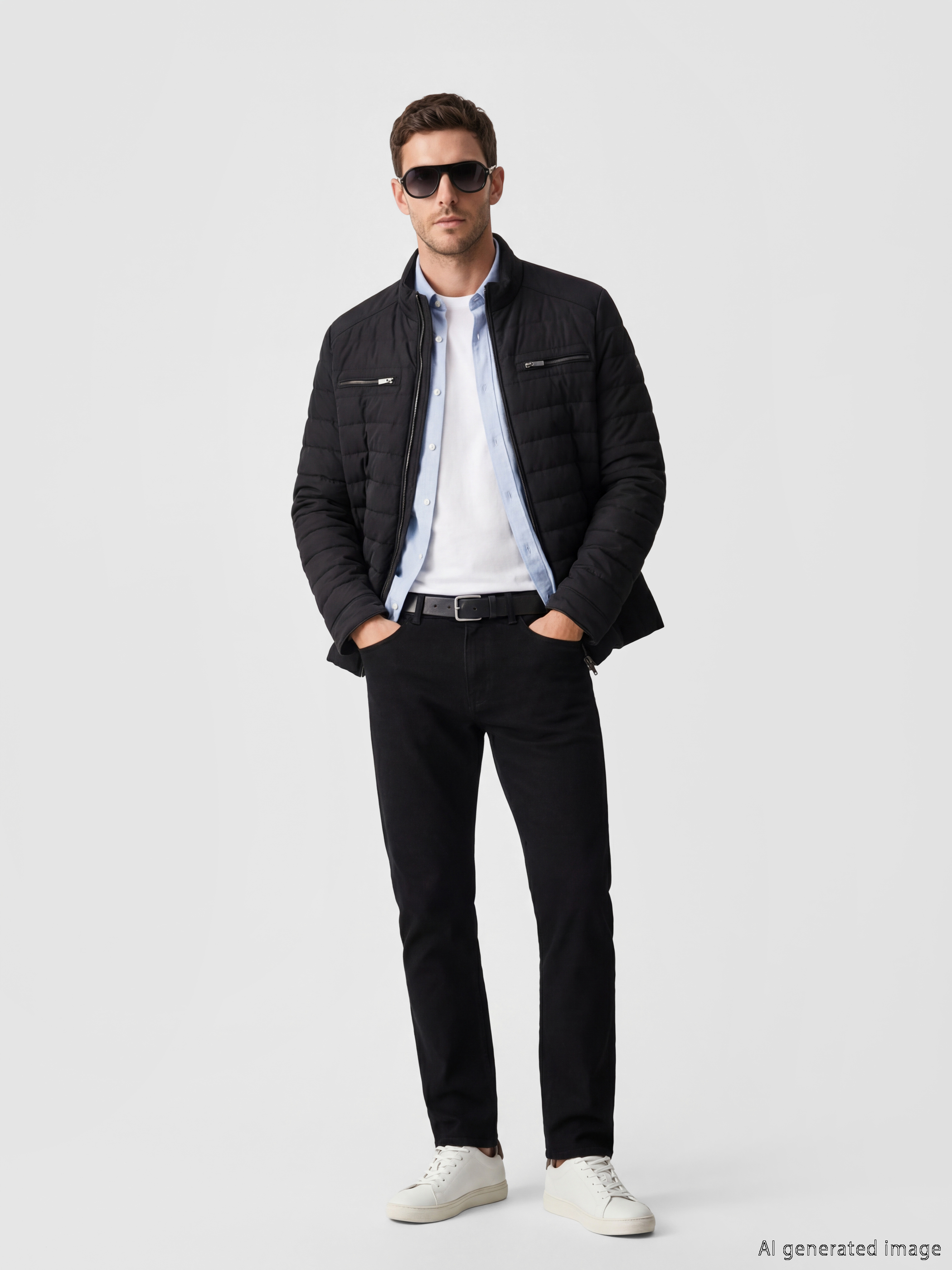 LCWAIKIKI Classic Regular Fit Dik Yaka Erkek Deri Görünümlü Mont görsel 2