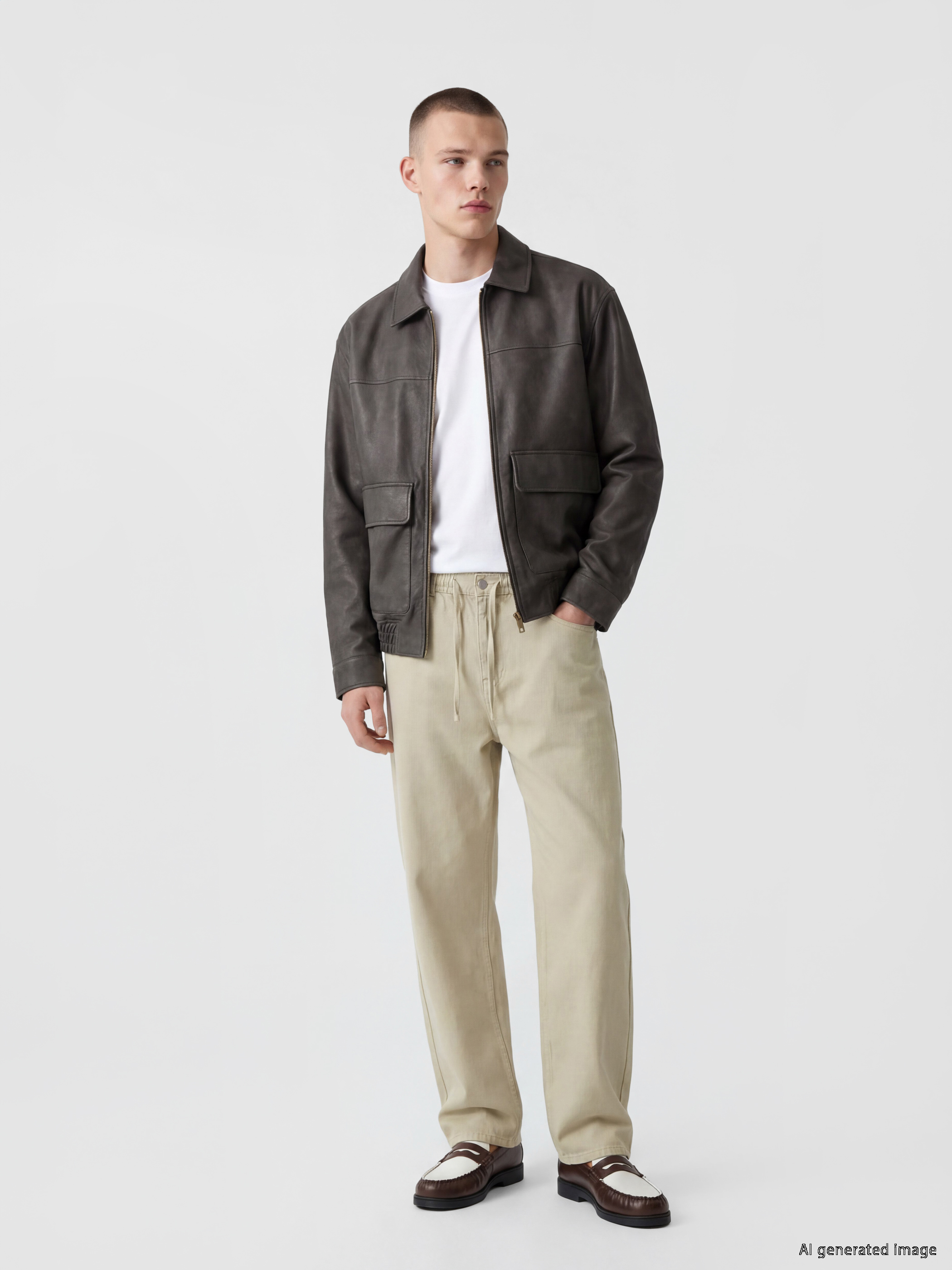 XSIDE Regular Fit Gömlek Yaka Erkek Deri Görünümlü Ceket görsel 2
