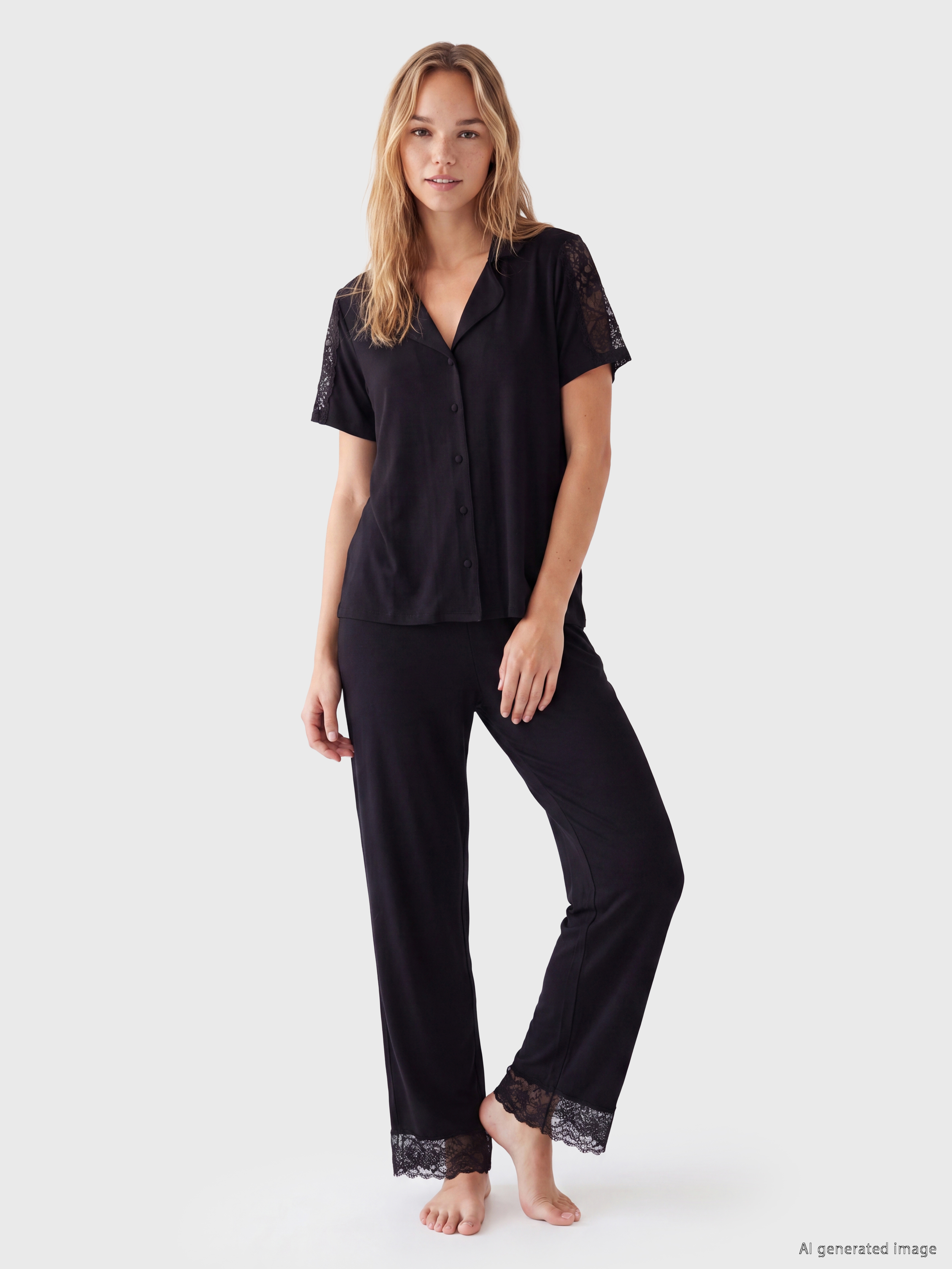 LCW DREAM Gömlek Yaka Kadın Pijama Takımı görsel 2