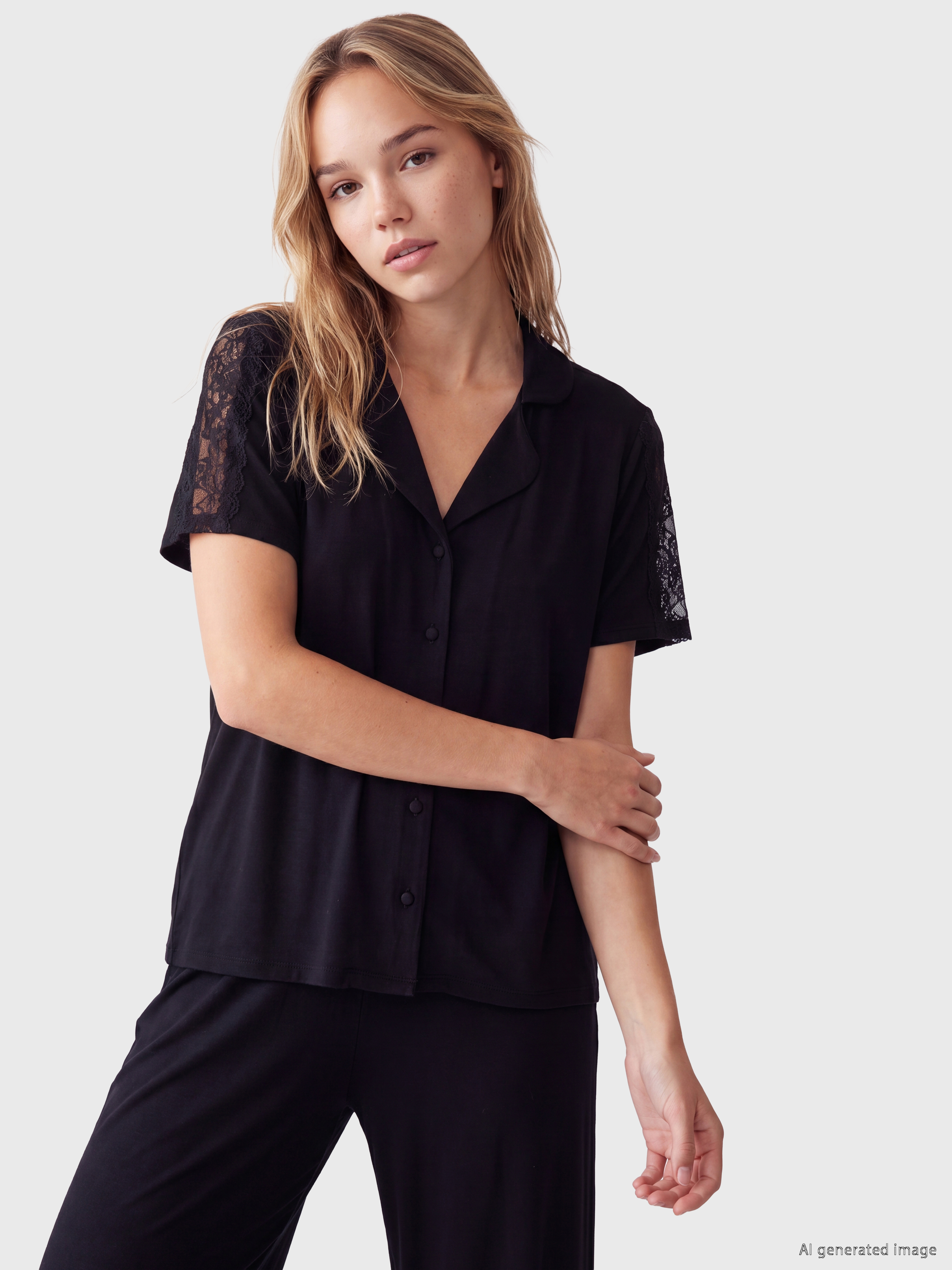 LCW DREAM Gömlek Yaka Kadın Pijama Takımı görsel 3