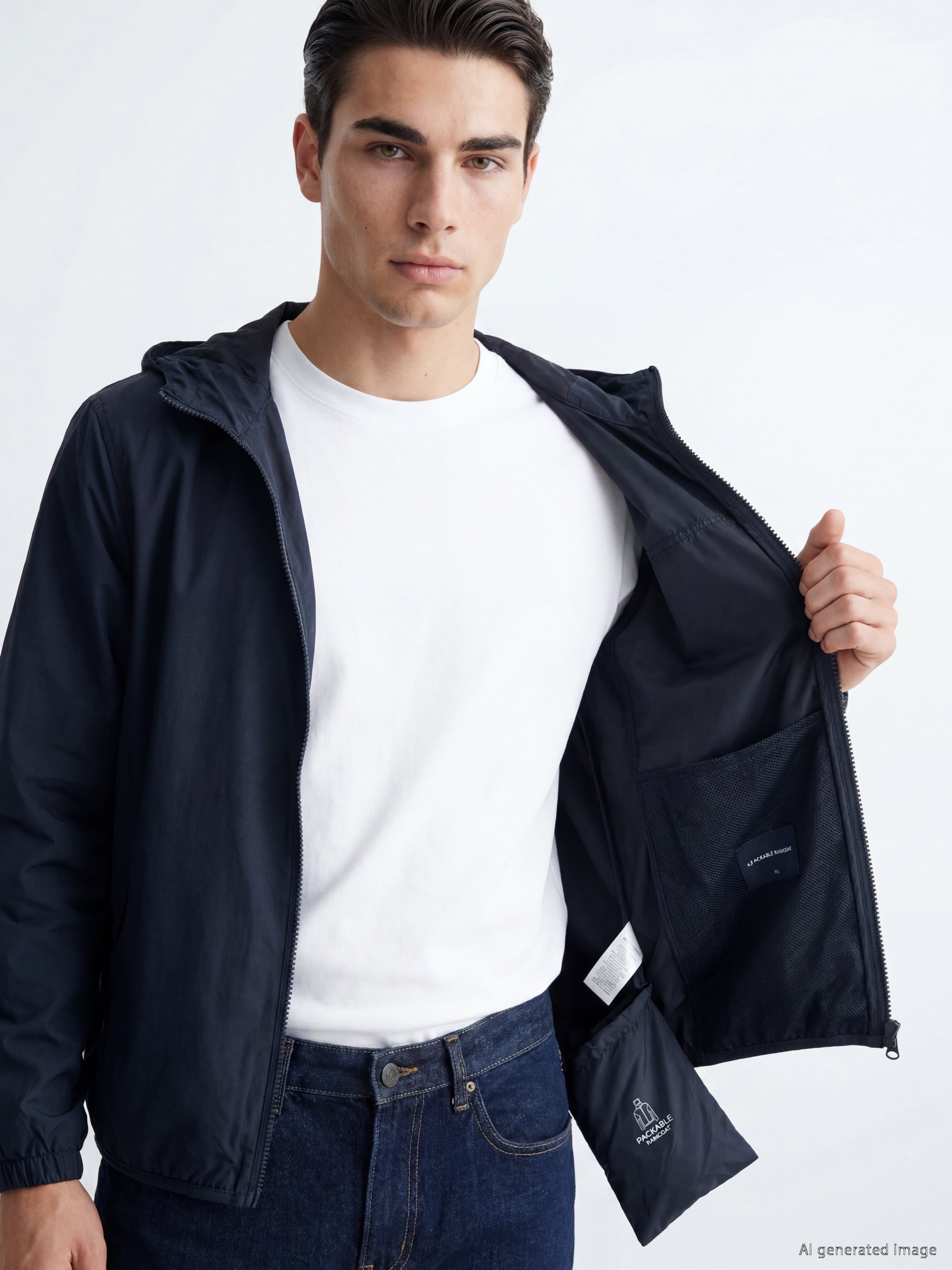 LCWAIKIKI Classic Regular Fit Kapüşonlu Erkek Yağmurluk görsel 3