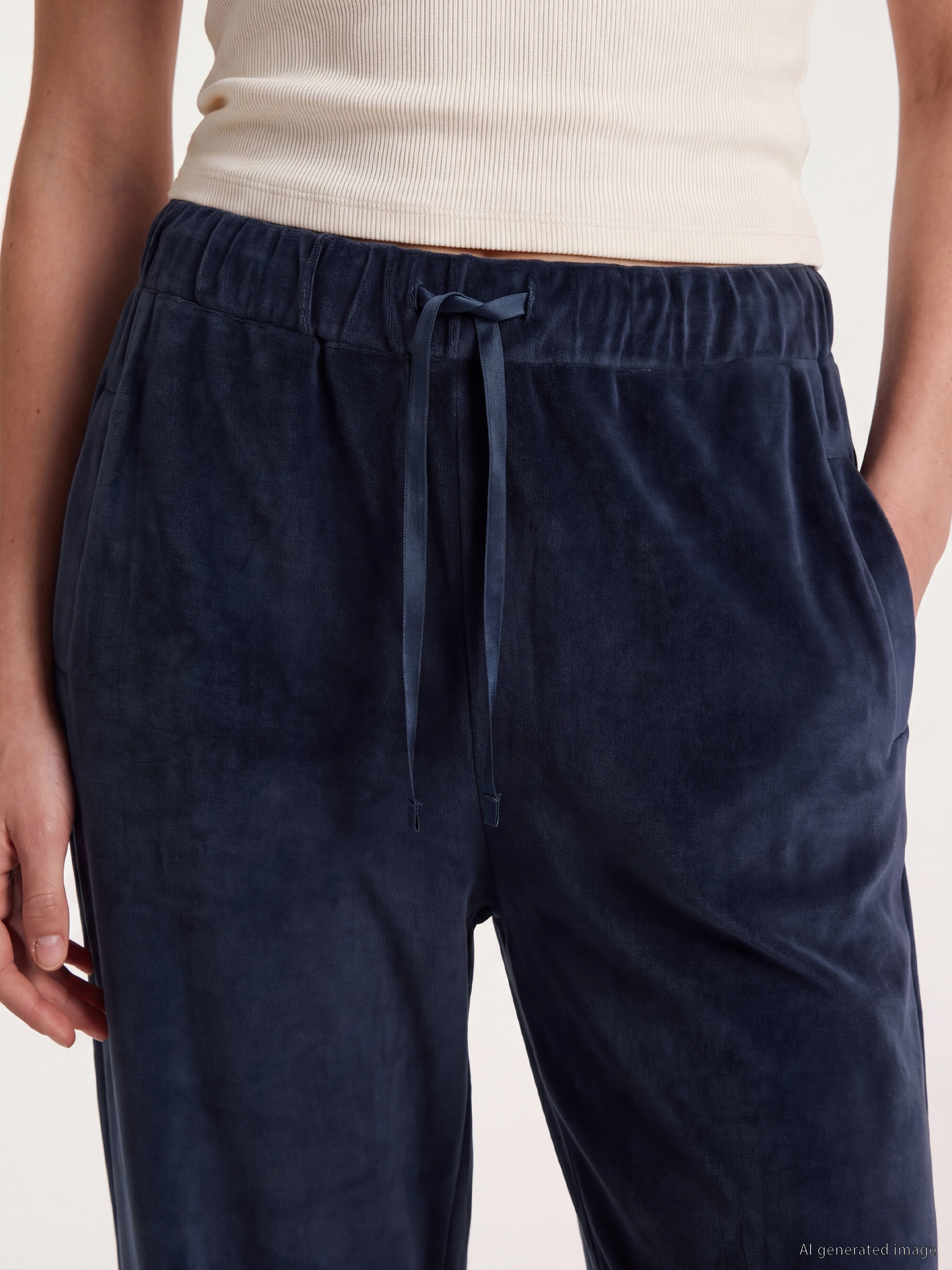 LCW DREAM Beli Lastikli Kadife Kadın Pijama Alt görsel 3