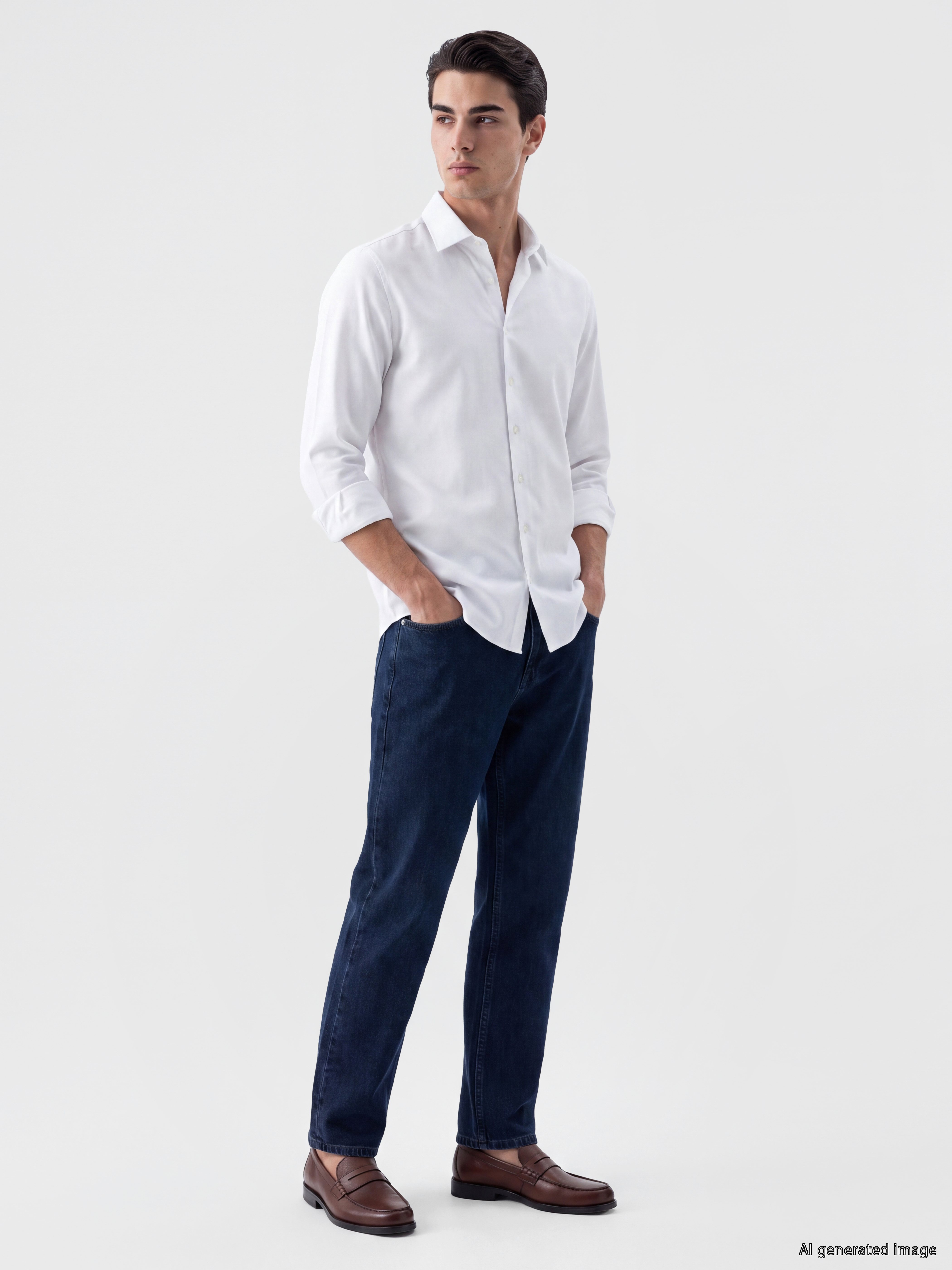 LCW BUSINESS Slim Fit Armürlü Erkek Basic Gömlek görsel 2