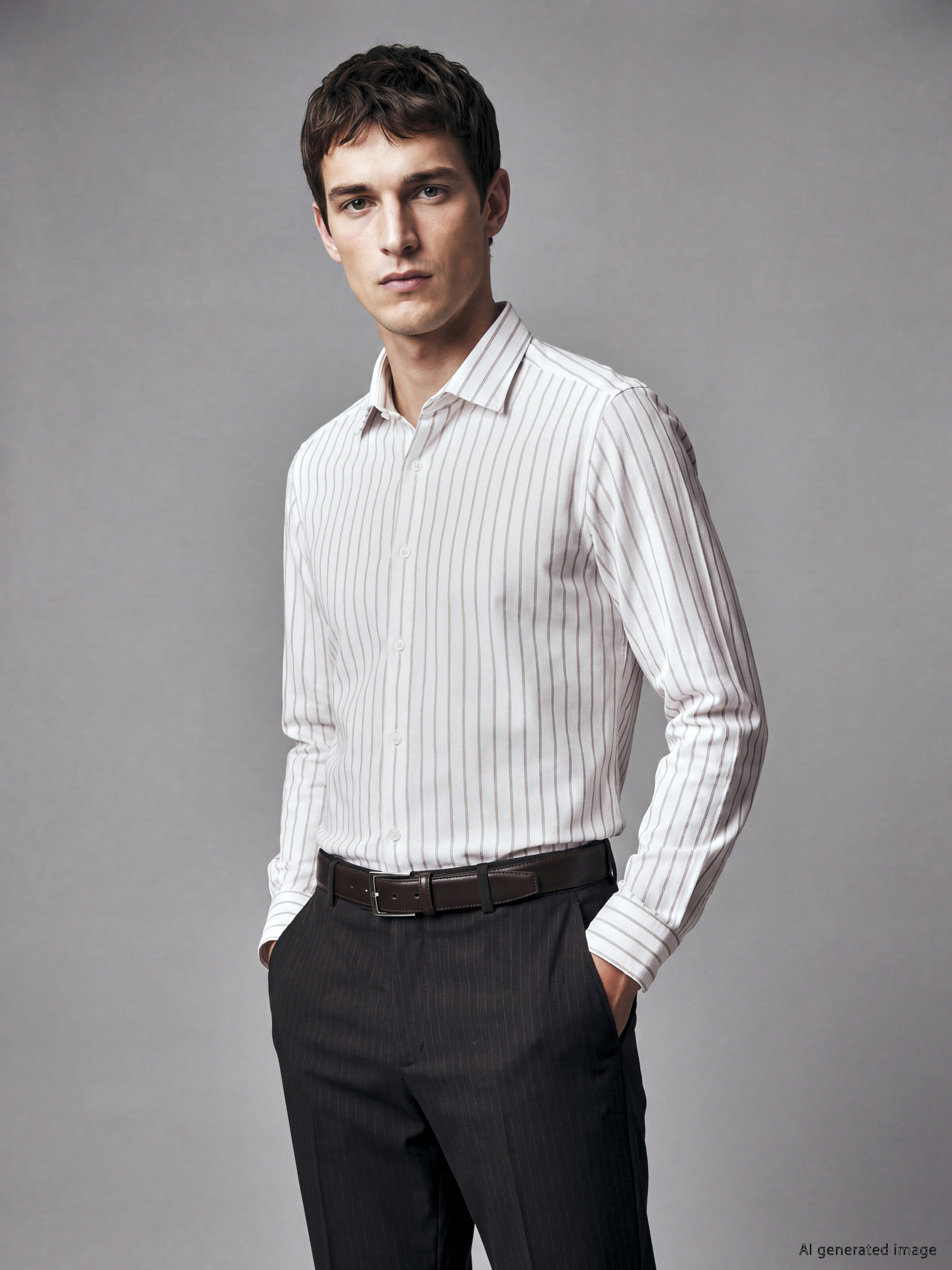 LCW BUSINESS Slim Fit Çizgili Erkek Gömlek
