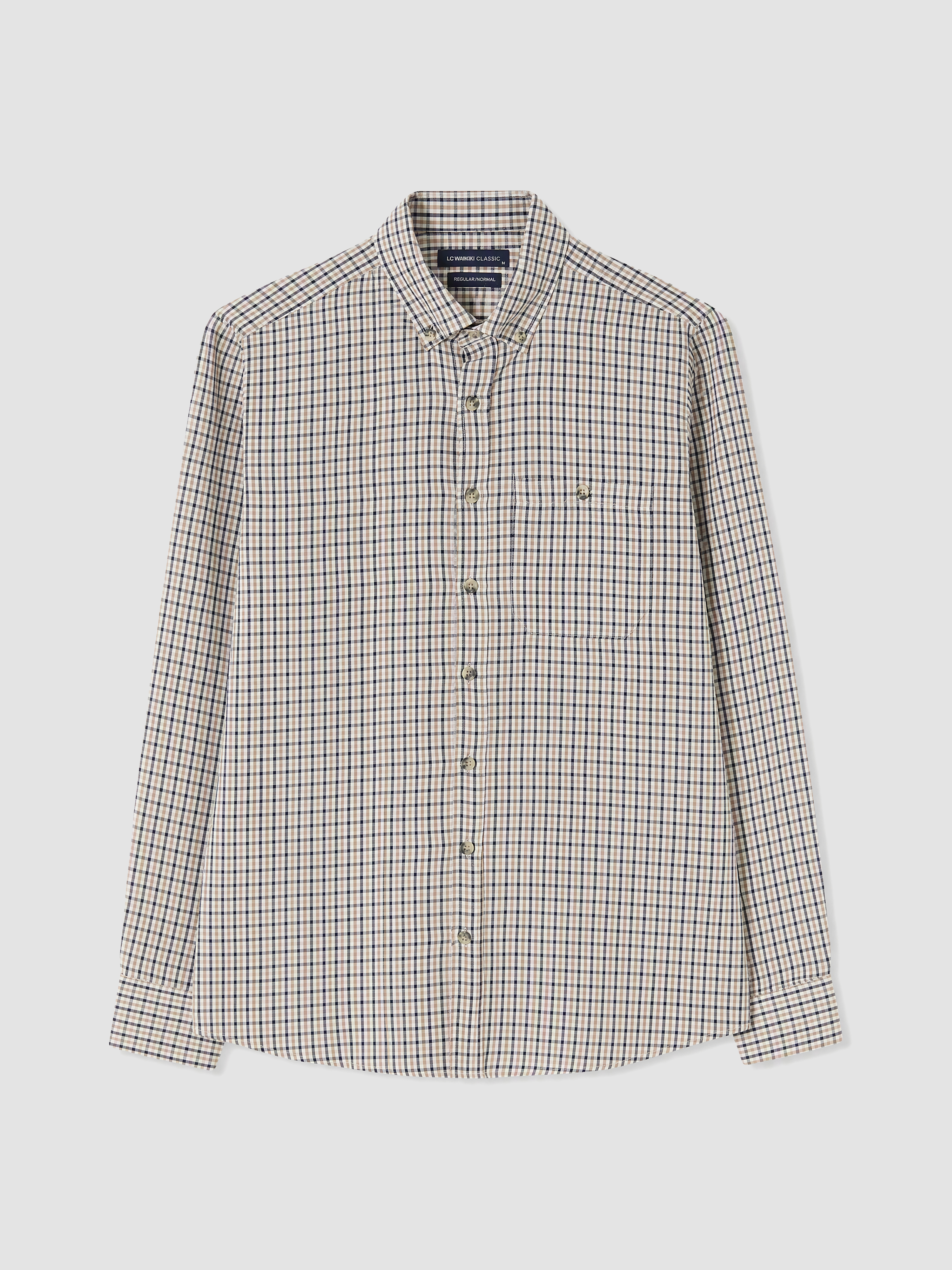 LCWAIKIKI Classic Regular Fit Ekose Gabardin Erkek Gömlek görsel 4