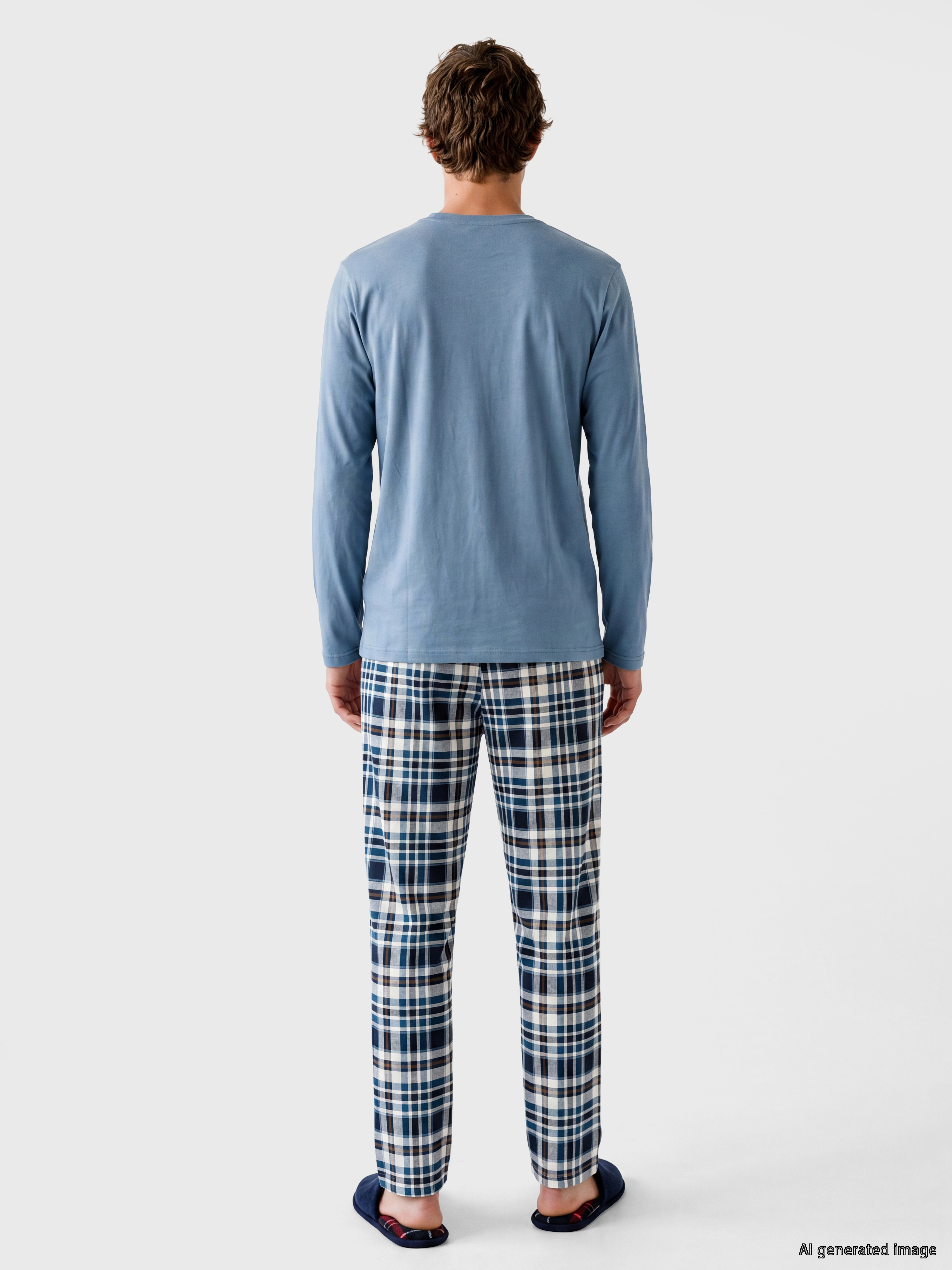 LC WAIKIKI Regular Fit Ekose Erkek Pijama Takımı görsel 4