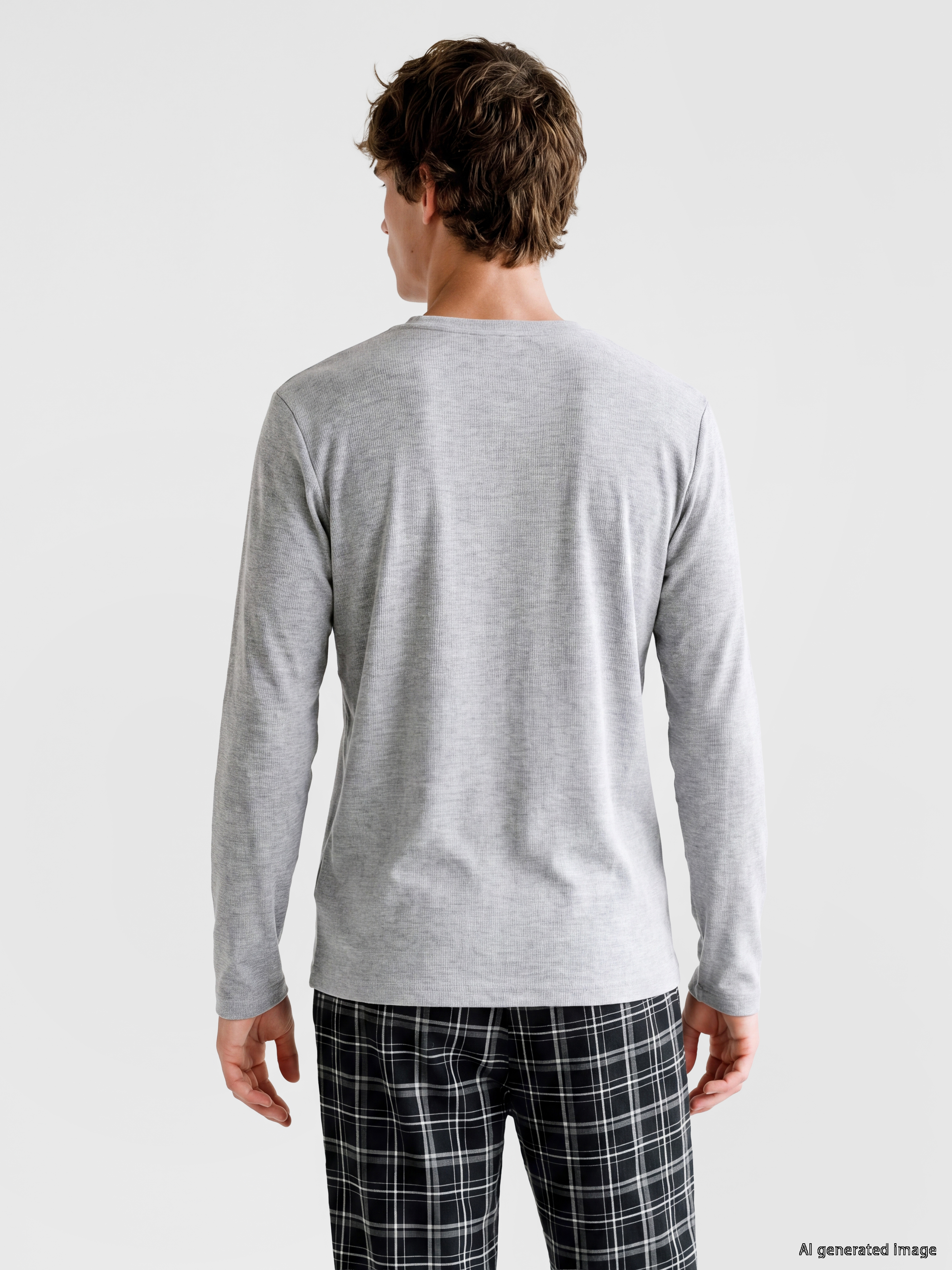 LC WAIKIKI Bisiklet Yaka Erkek Termal Pijama Üst görsel 4