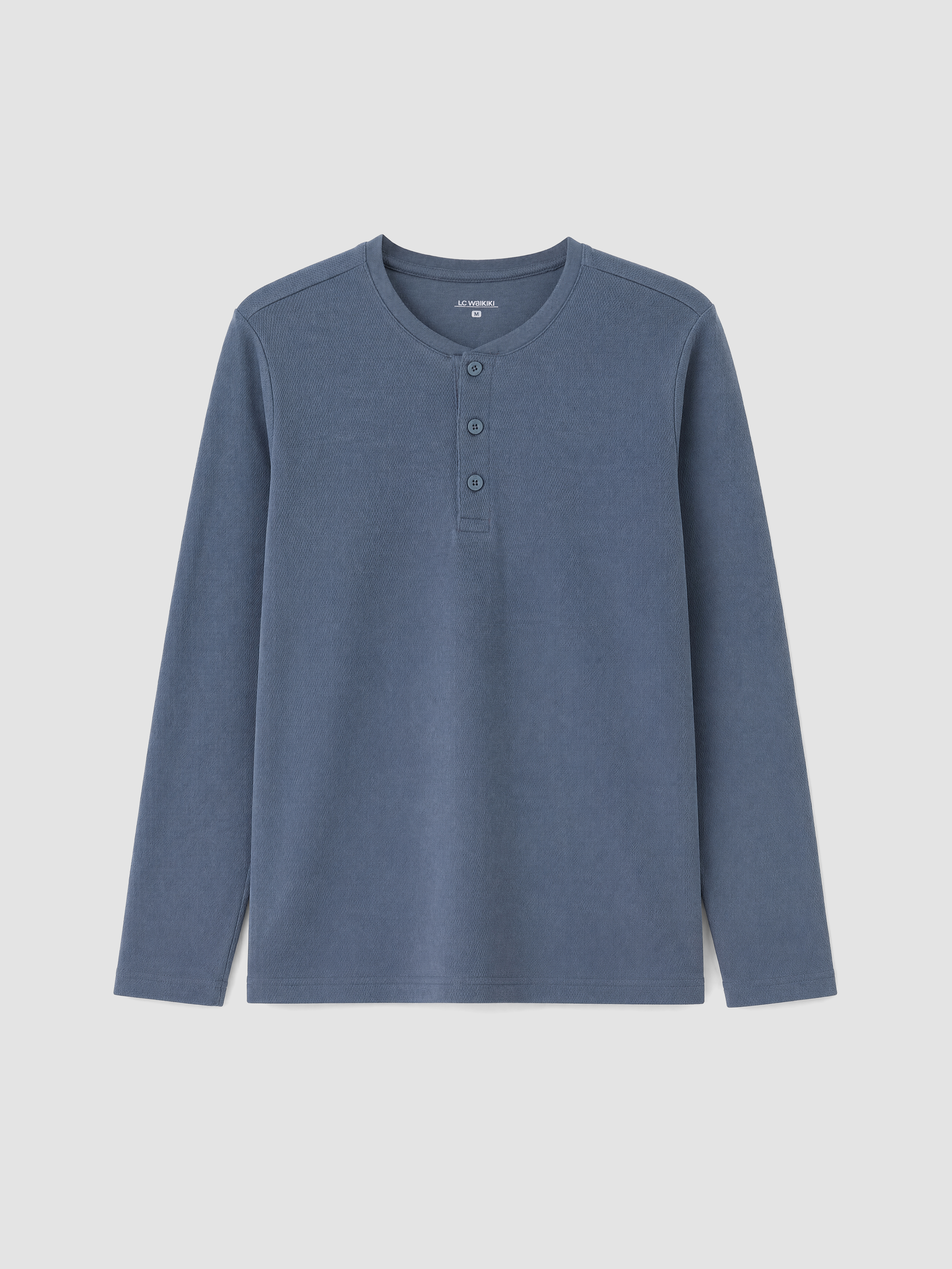 LC WAIKIKI Henley Yaka Uzun Kollu Erkek Pijama Üst görsel 5