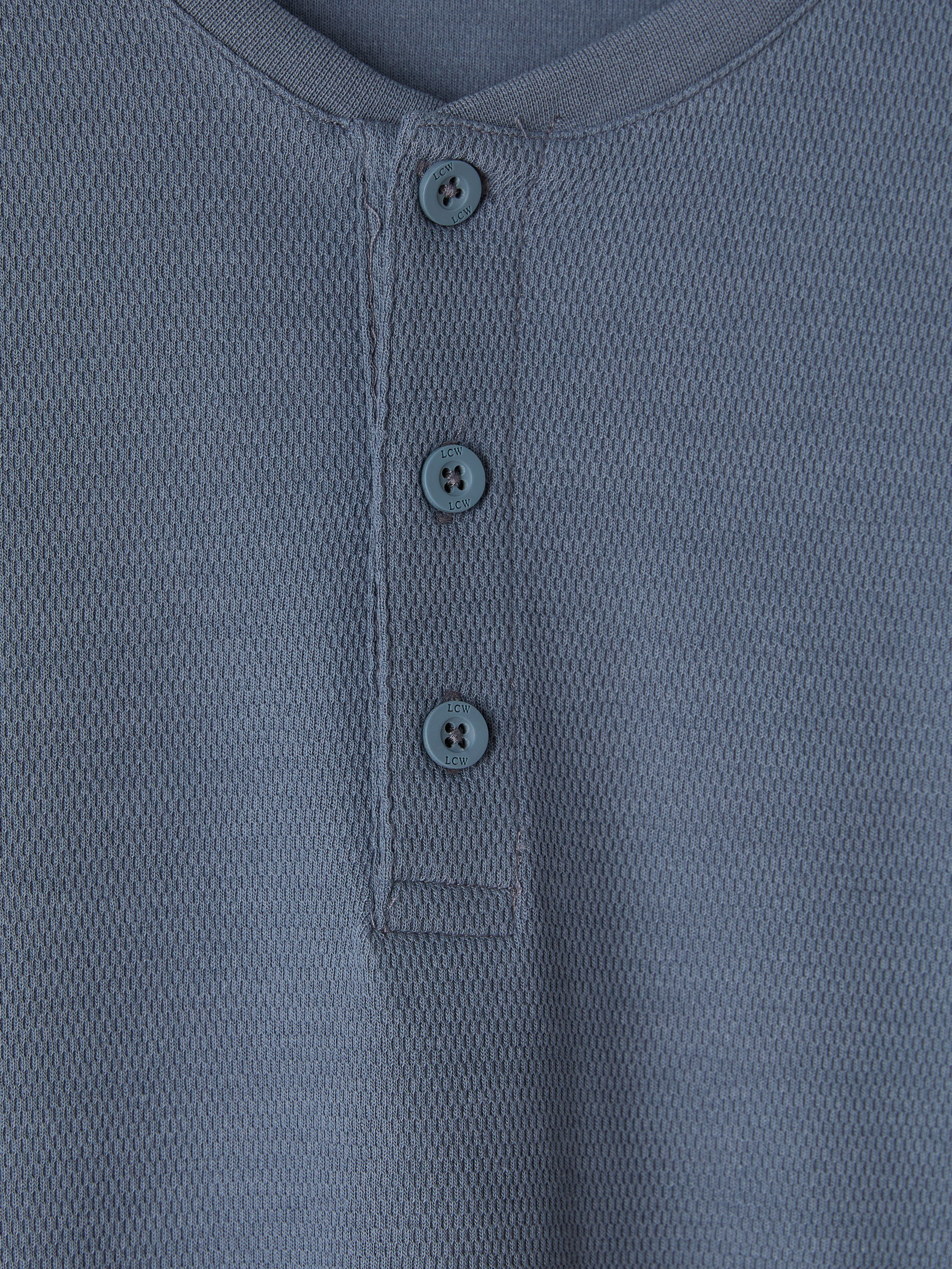 LC WAIKIKI Henley Yaka Uzun Kollu Erkek Pijama Üst görsel 6