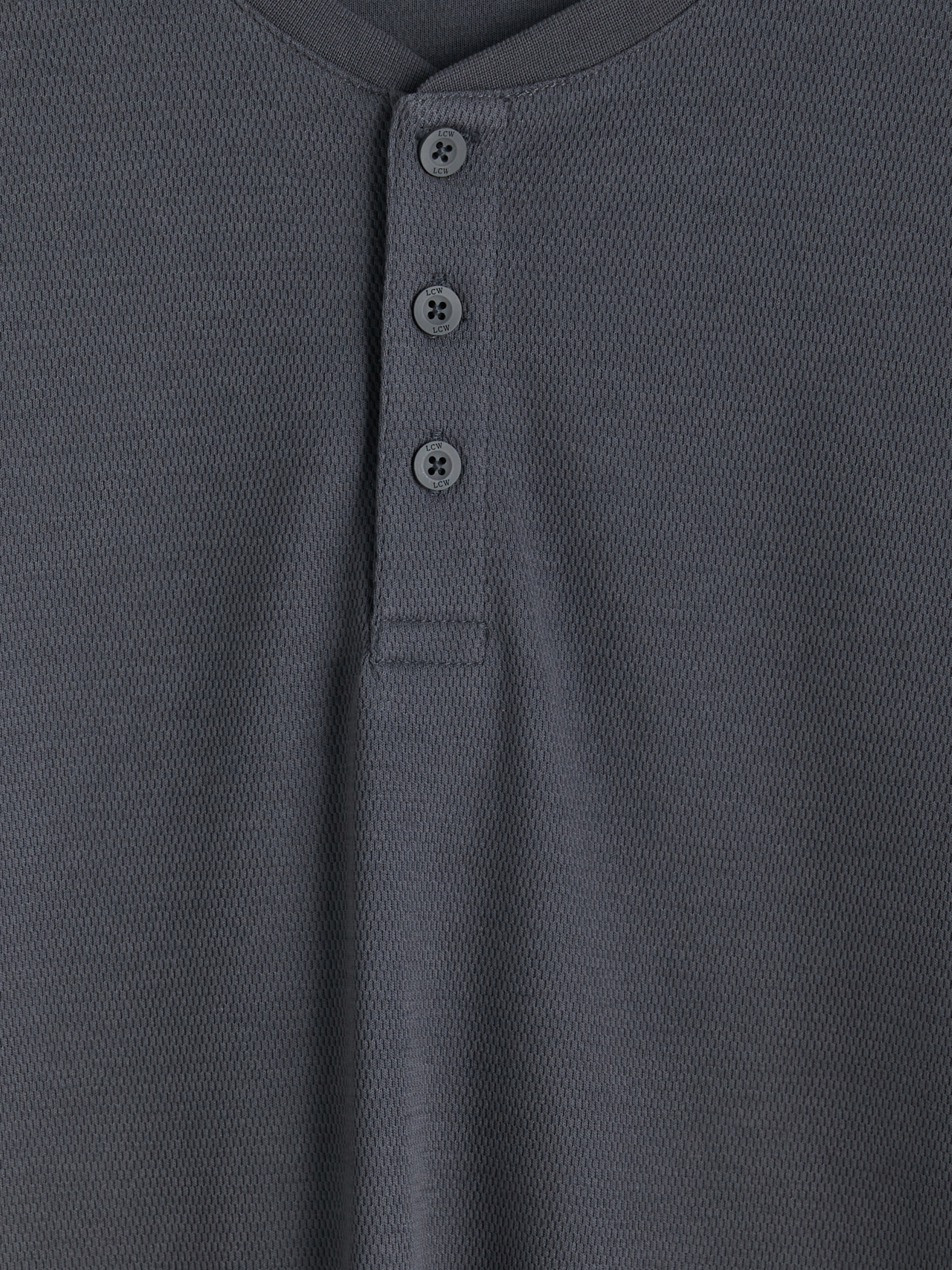 LC WAIKIKI Henley Yaka Uzun Kollu Erkek Pijama Üst görsel 7