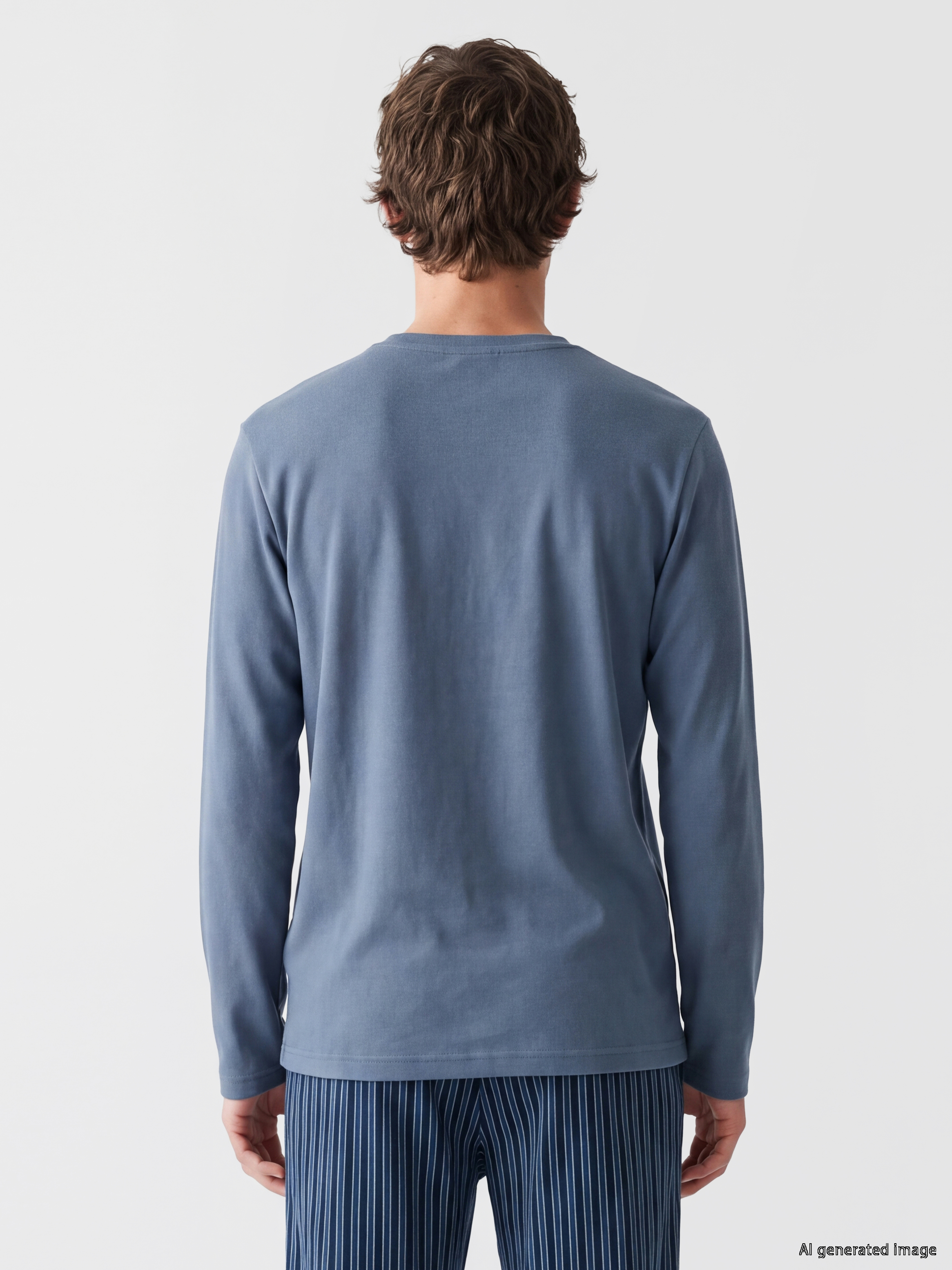 LC WAIKIKI Henley Yaka Uzun Kollu Erkek Pijama Üst görsel 4