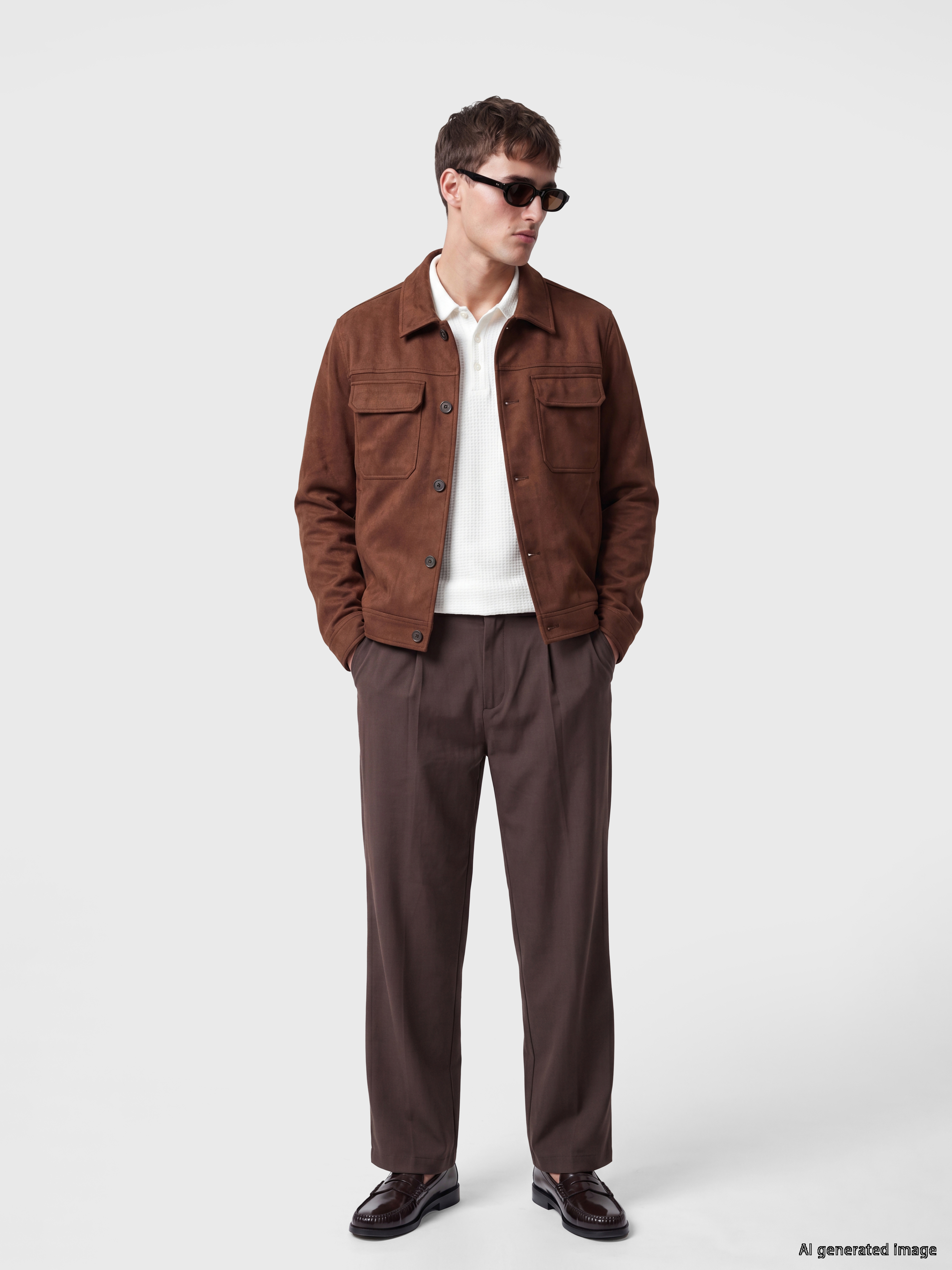 LCW Vision Regular Fit Gömlek Yaka Erkek Süet Mont görsel 3