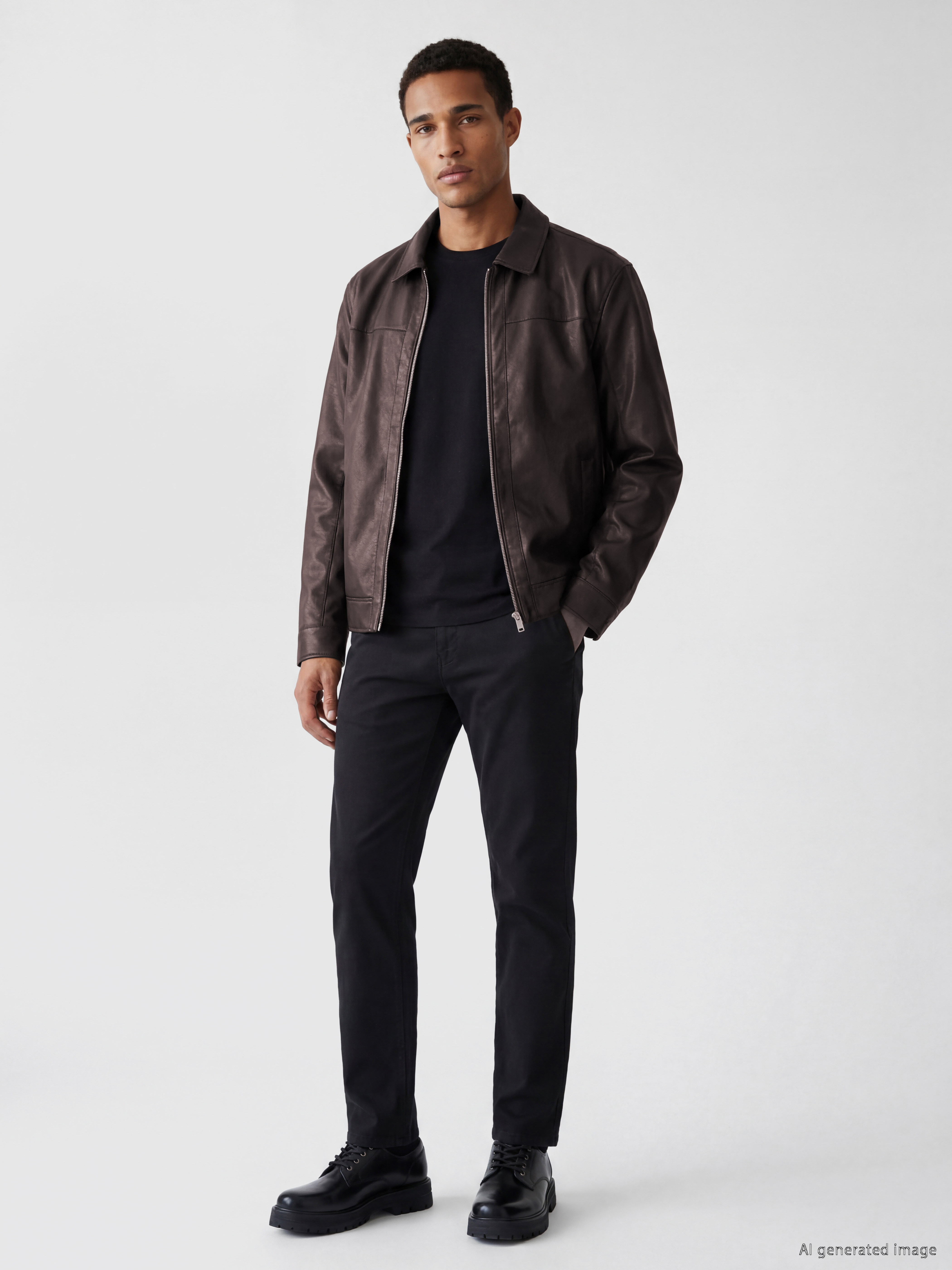 LCW Vision Regular Fit Erkek Deri Görünümlü Mont görsel 2