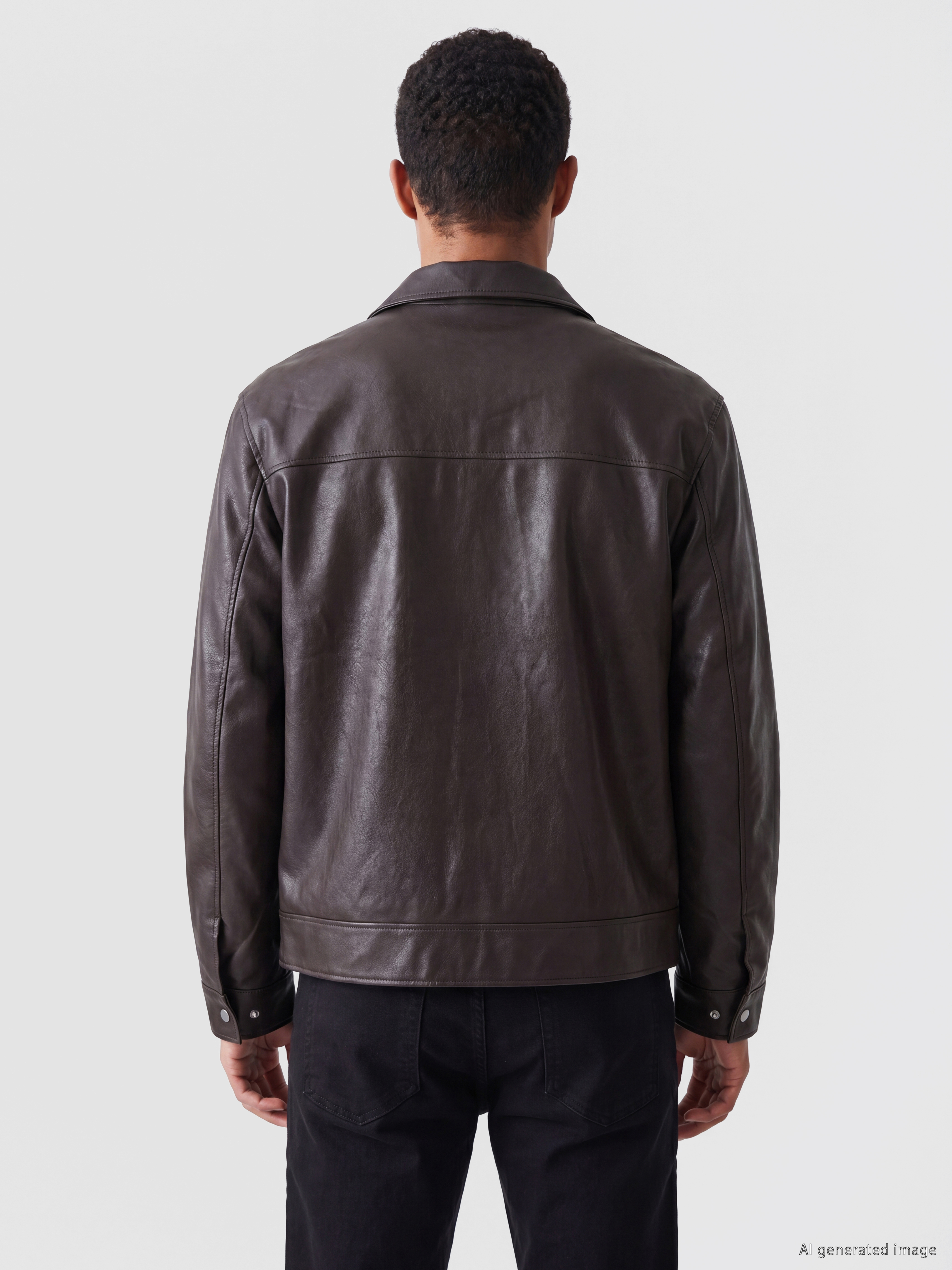 LCW Vision Regular Fit Erkek Deri Görünümlü Mont görsel 4