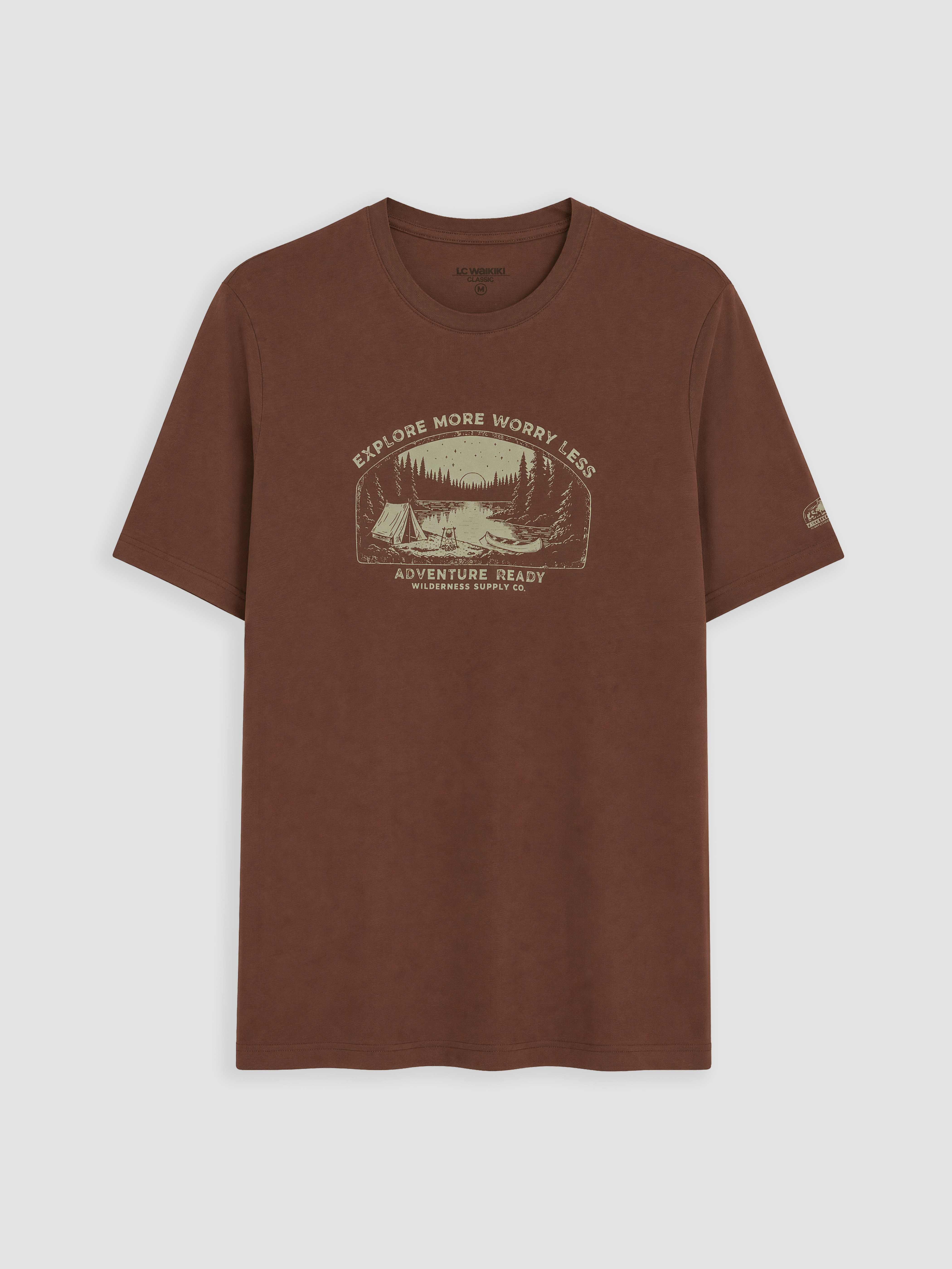 LCWAIKIKI Classic Bisiklet Yaka Baskılı Erkek Tişört görsel 5