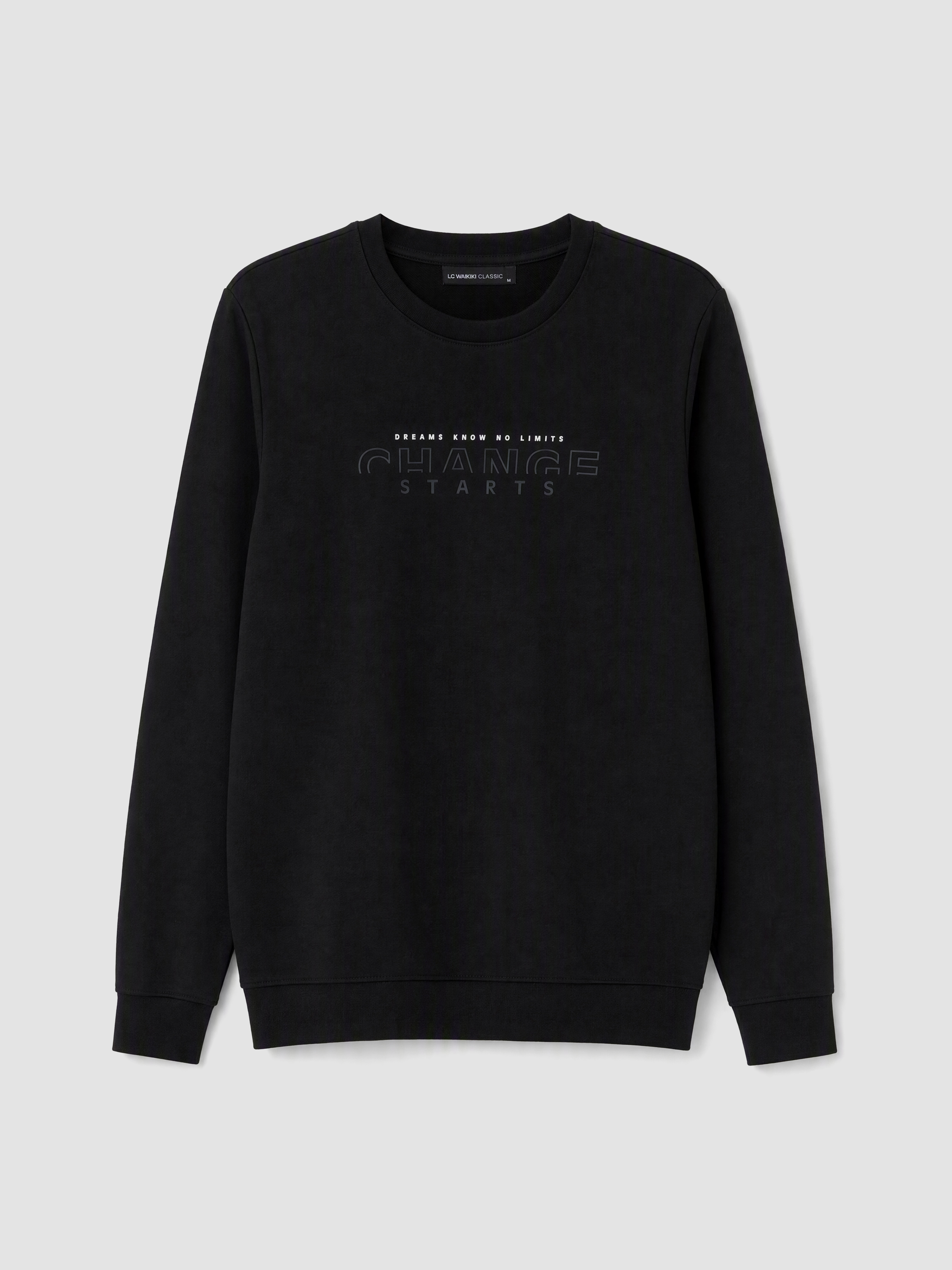 LCWAIKIKI Classic Bisiklet Yaka Baskılı Erkek Sweatshirt görsel 5