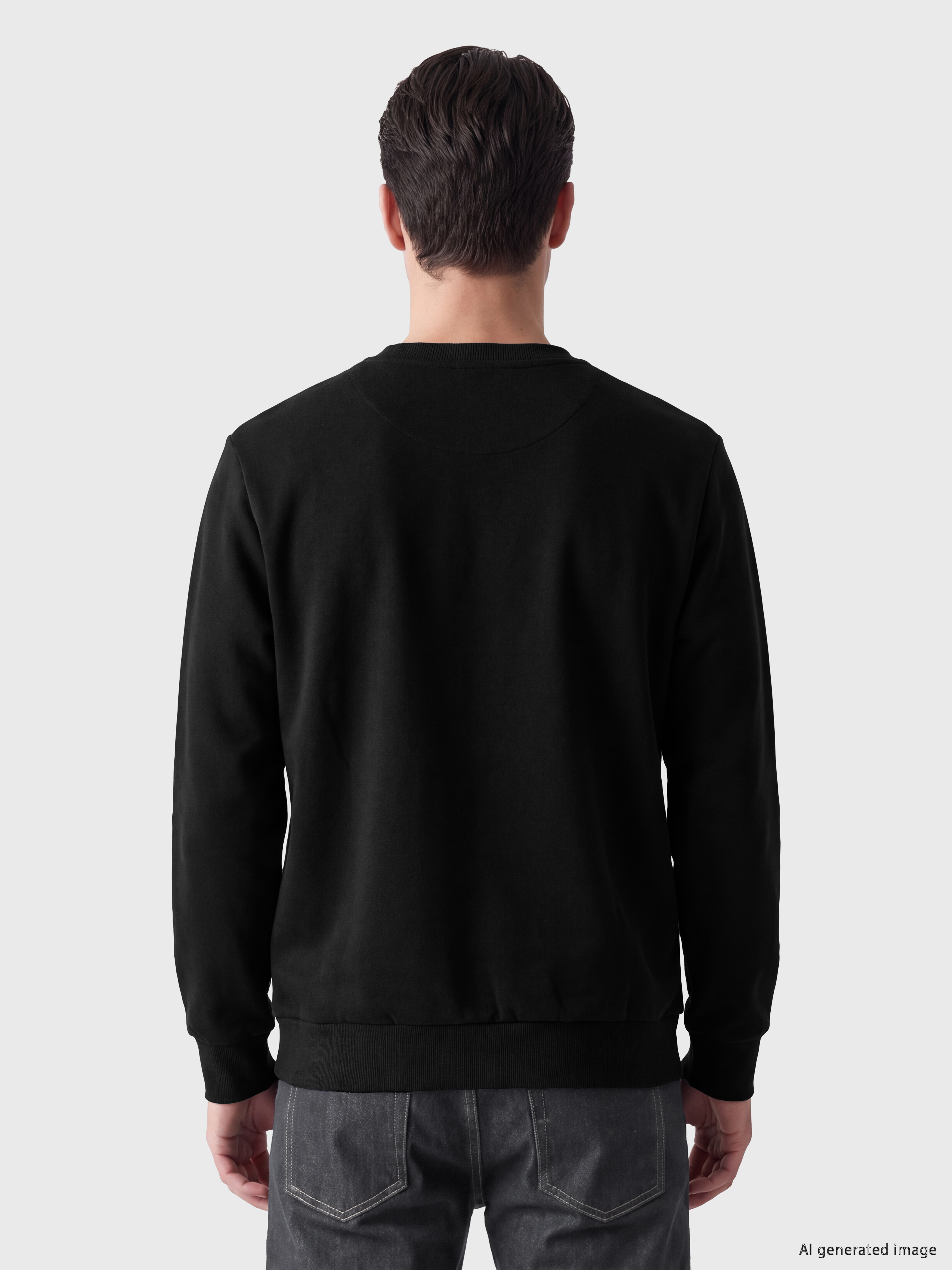 LCWAIKIKI Classic Bisiklet Yaka Baskılı Erkek Sweatshirt görsel 3