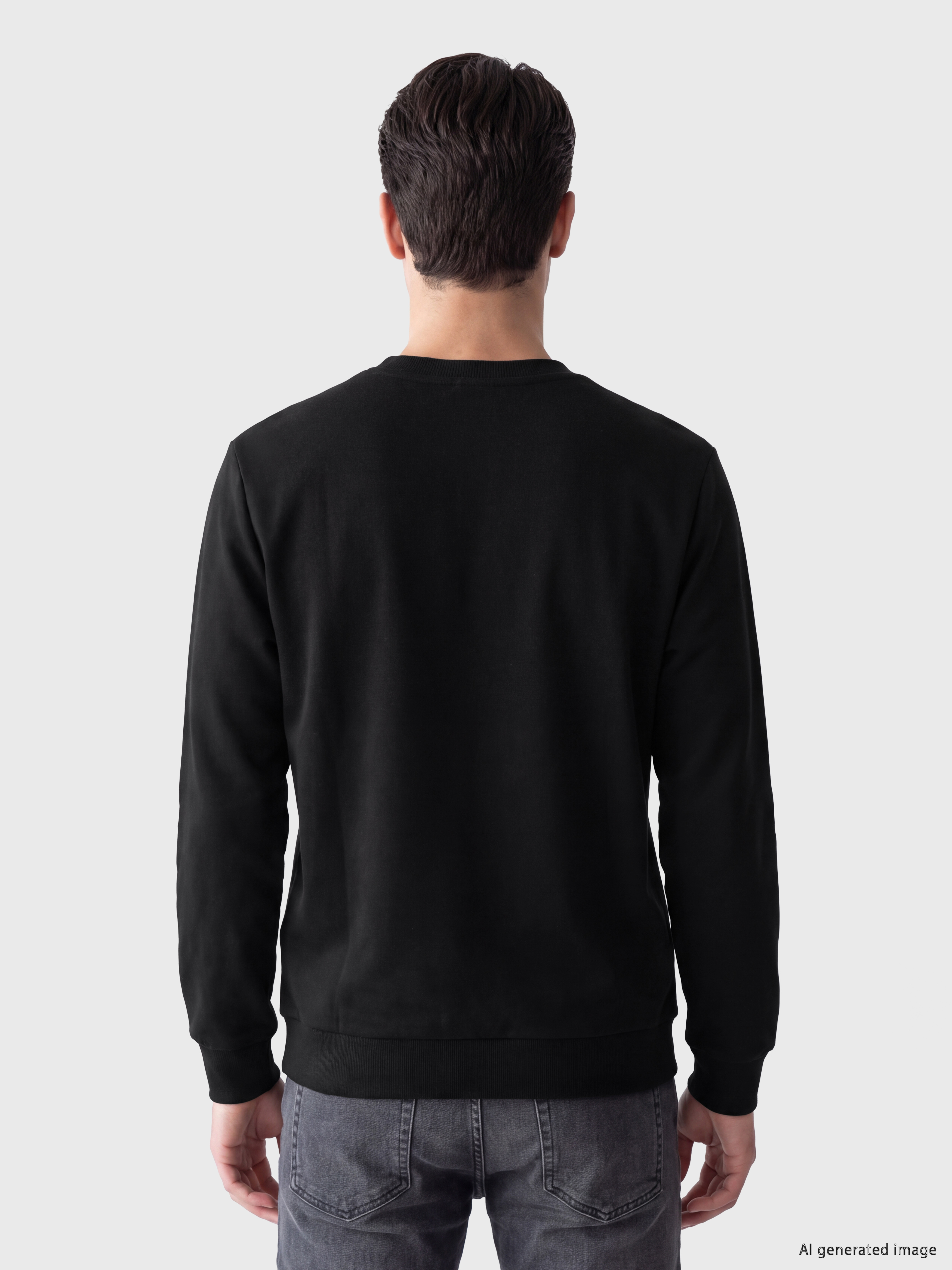 LCWAIKIKI Classic Bisiklet Yaka Baskılı Erkek Sweatshirt görsel 4