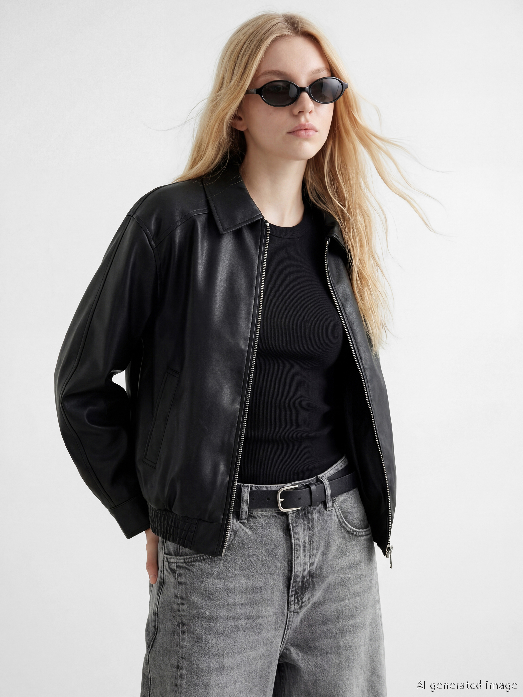 XSIDE Oversize Kadın Deri Görünümlü Ceket görsel 2