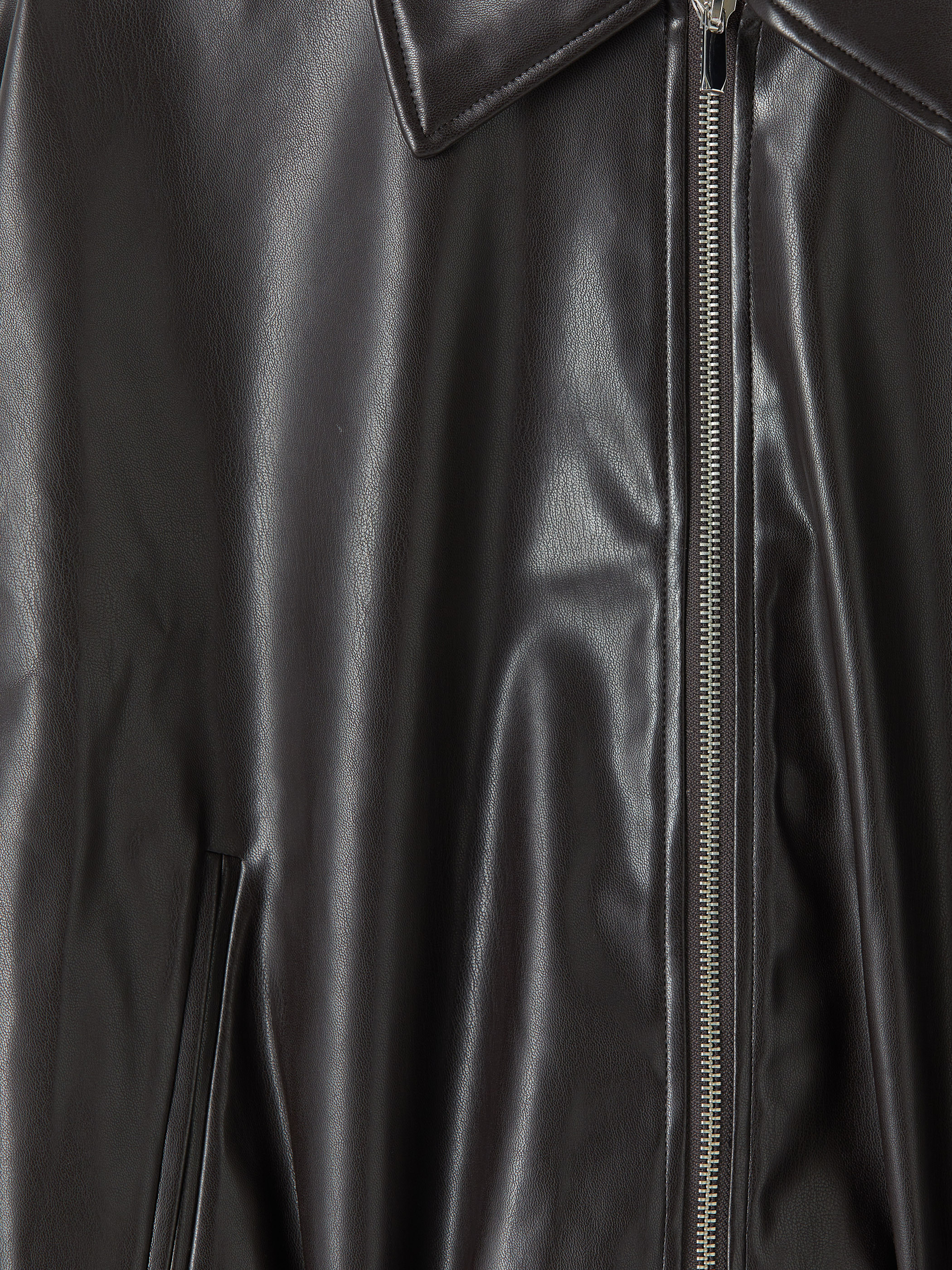 LCW Vision Kadın Oversize Bomber Deri Görünümlü Ceket görsel 8