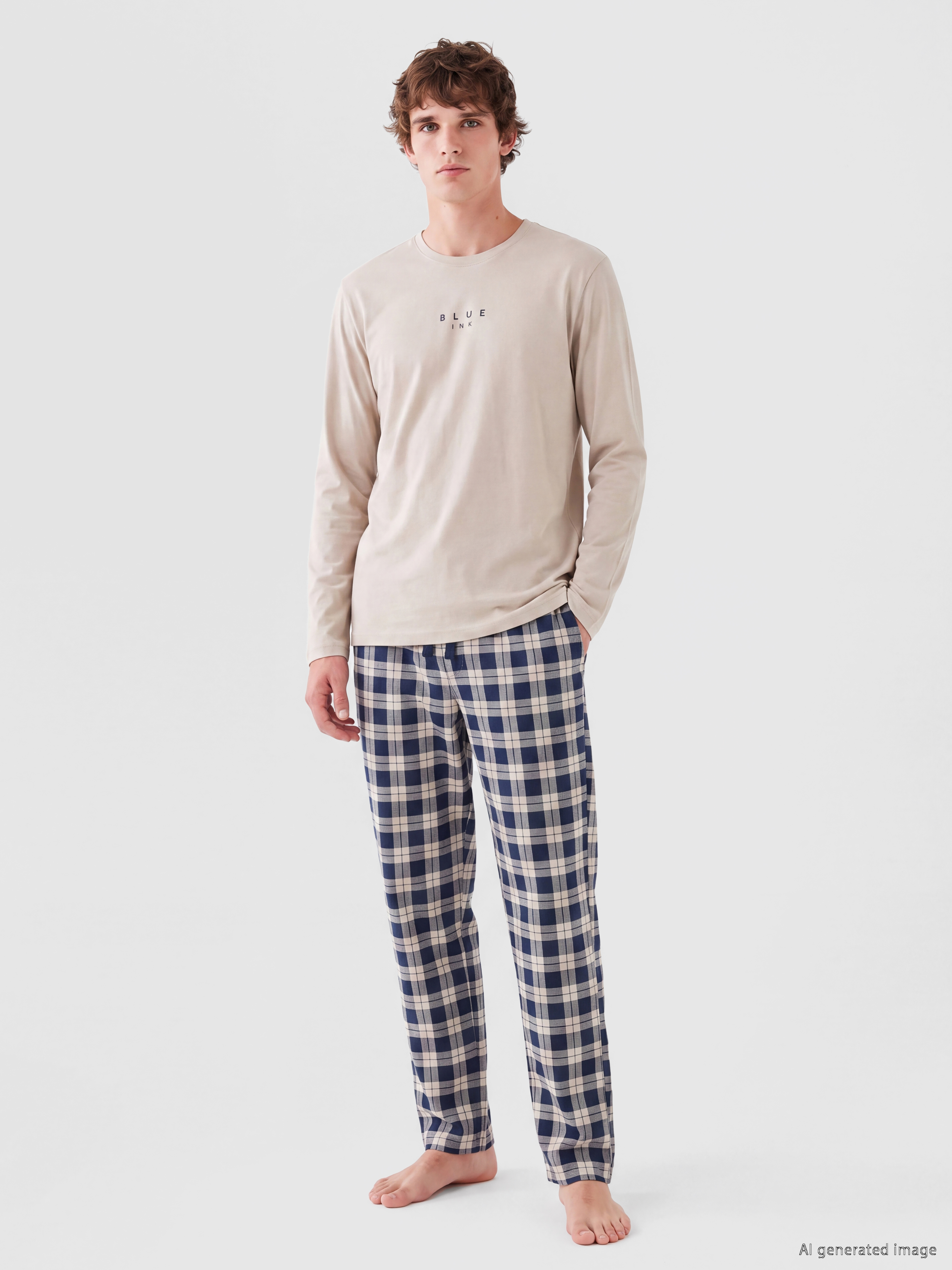 LC WAIKIKI Regular Fit Ekose Erkek Pijama Takımı görsel 2