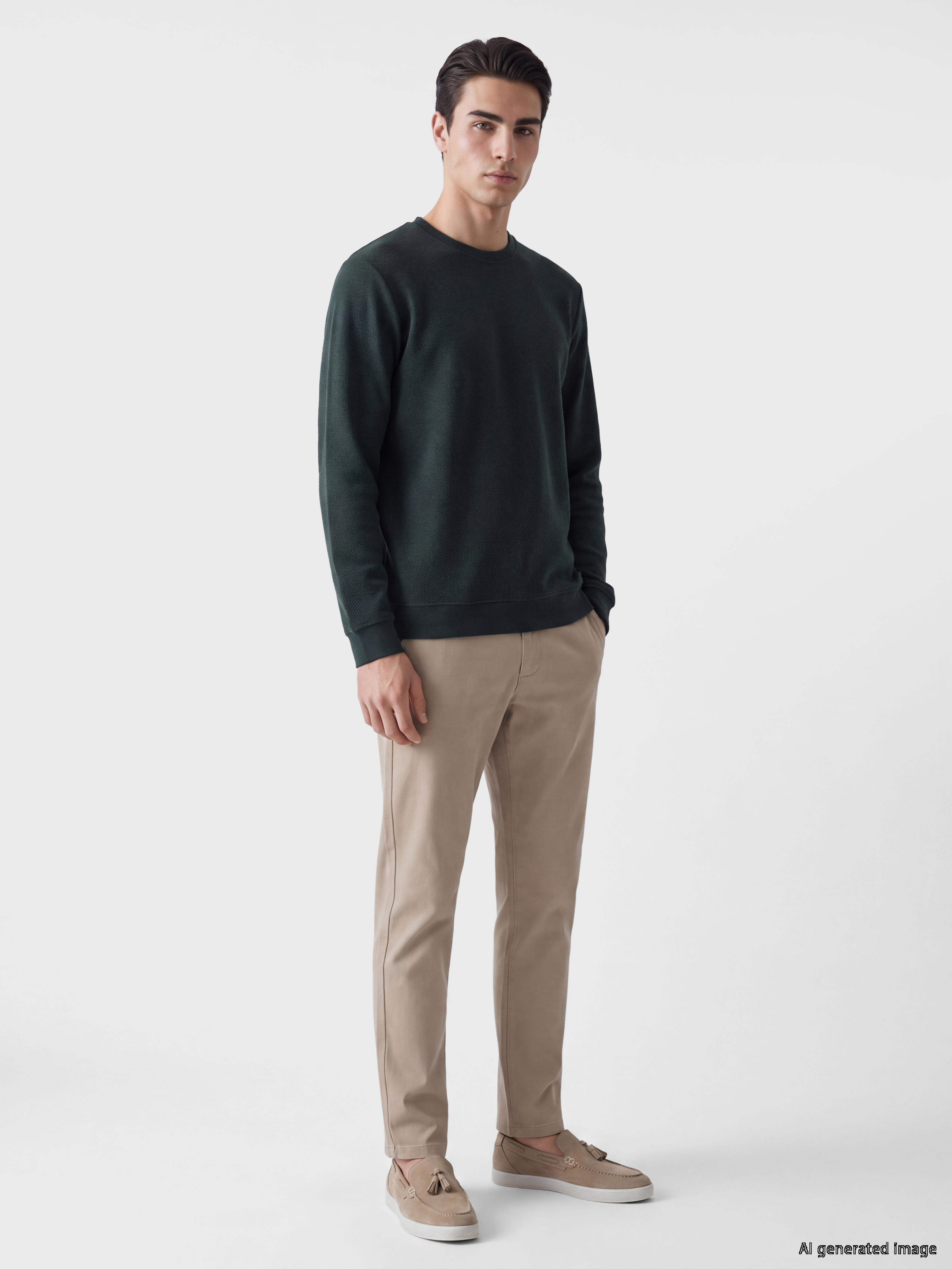 LCWAIKIKI Classic Bisiklet Yaka Erkek Sweatshirt görsel 2