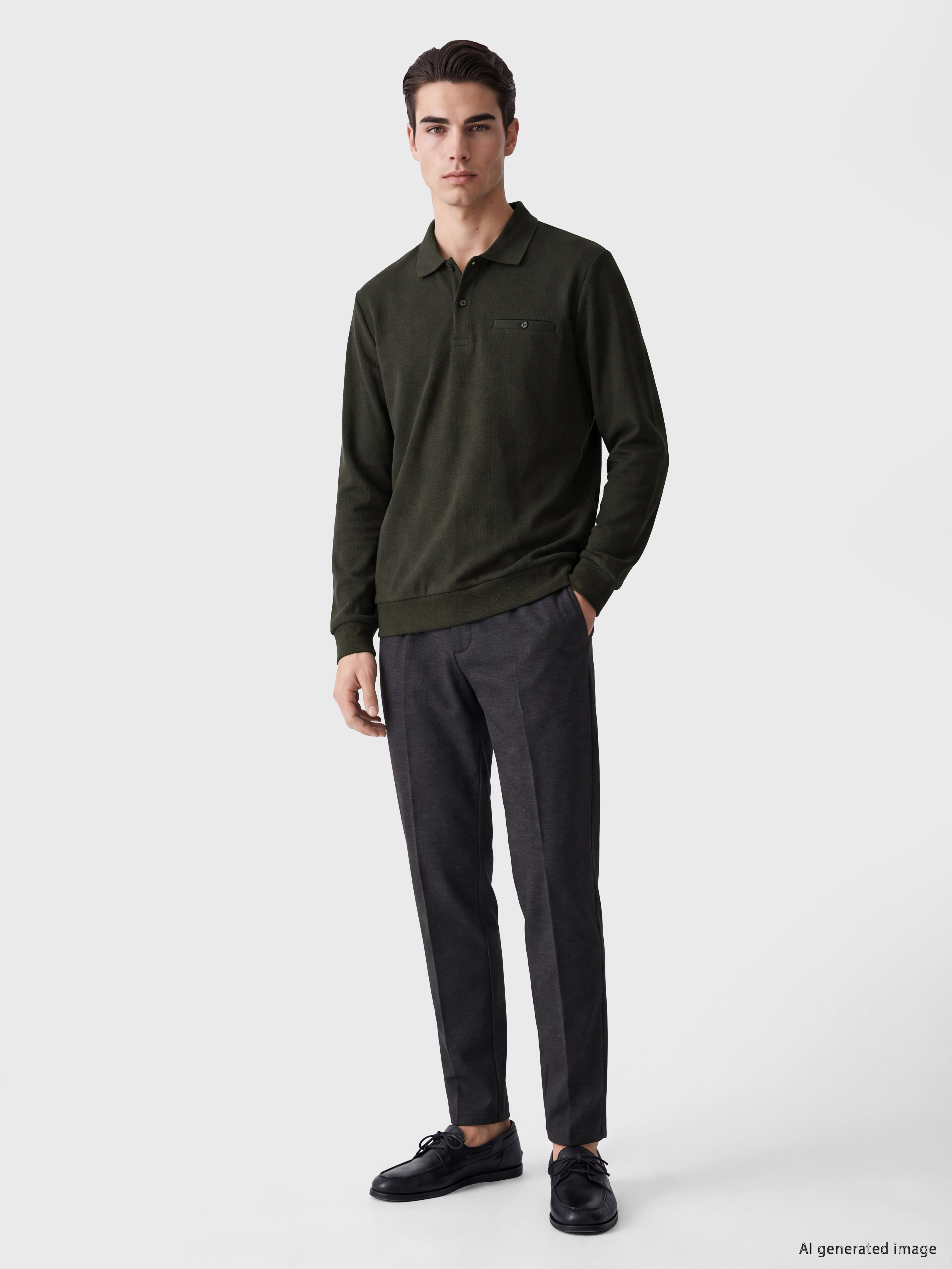 LCWAIKIKI Classic Polo Yaka Erkek Sweatshirt görsel 2
