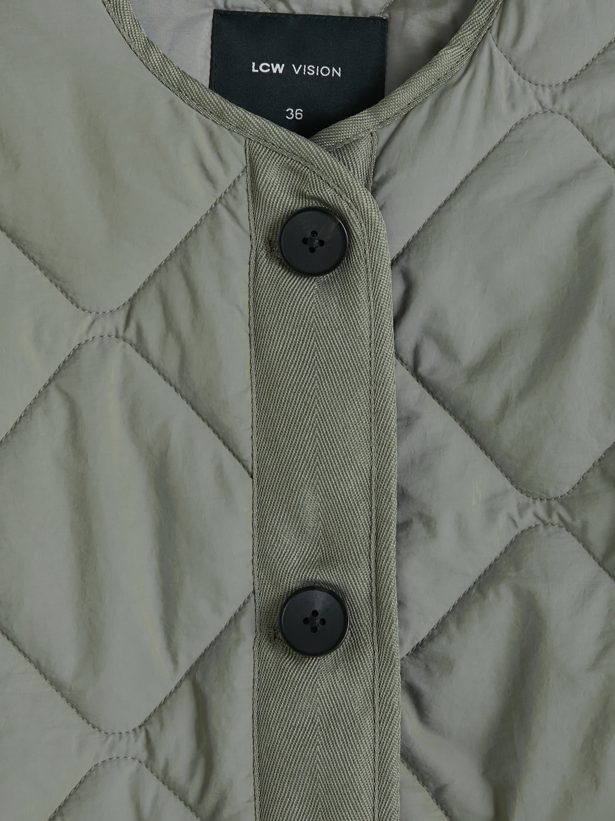 LCW Vision Baklava Desenli Oversize Kadın Şişme Mont görsel 7