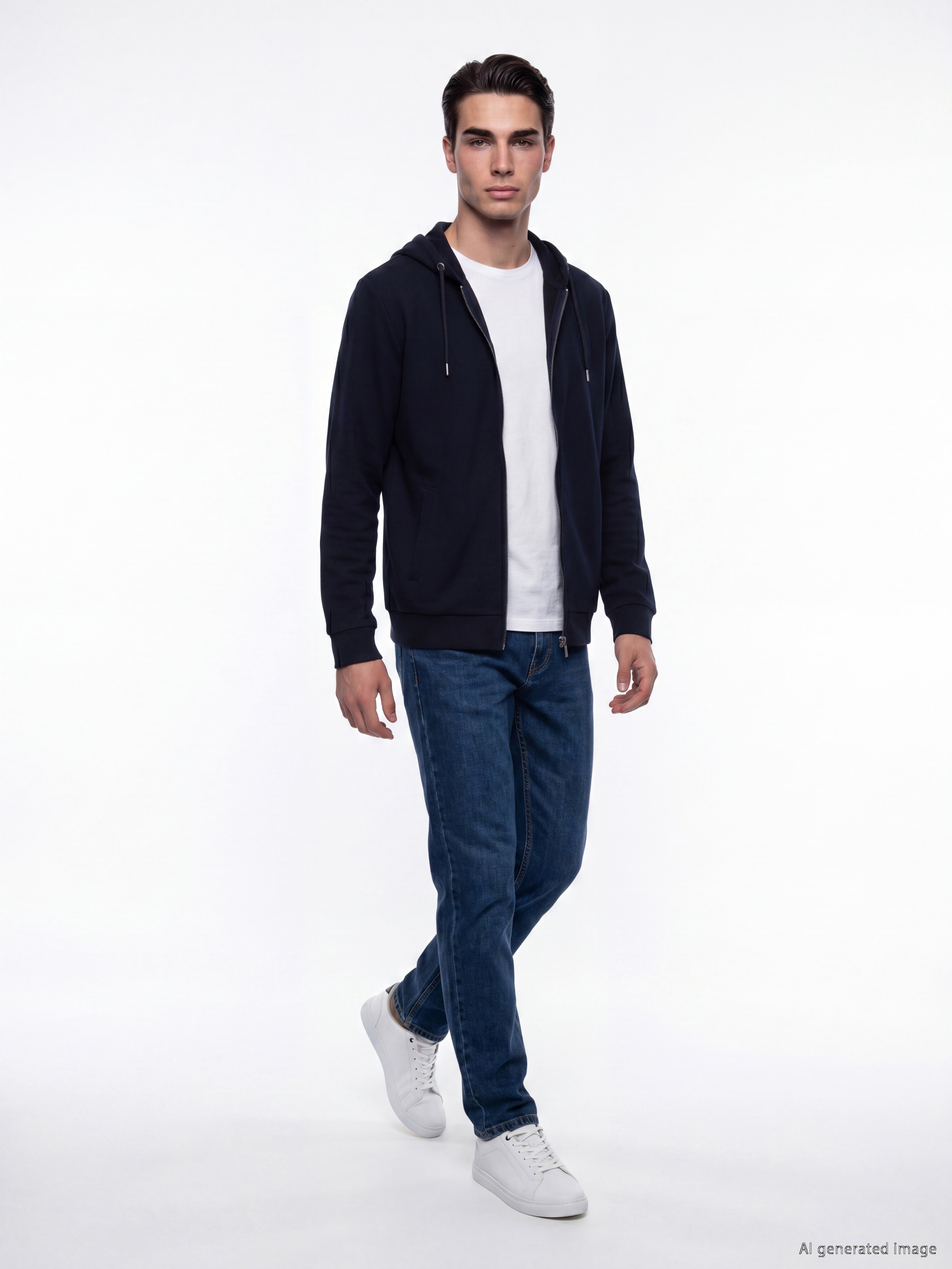 LCWAIKIKI Classic Kapüşonlu Erkek Fermuarlı Sweatshirt görsel 2