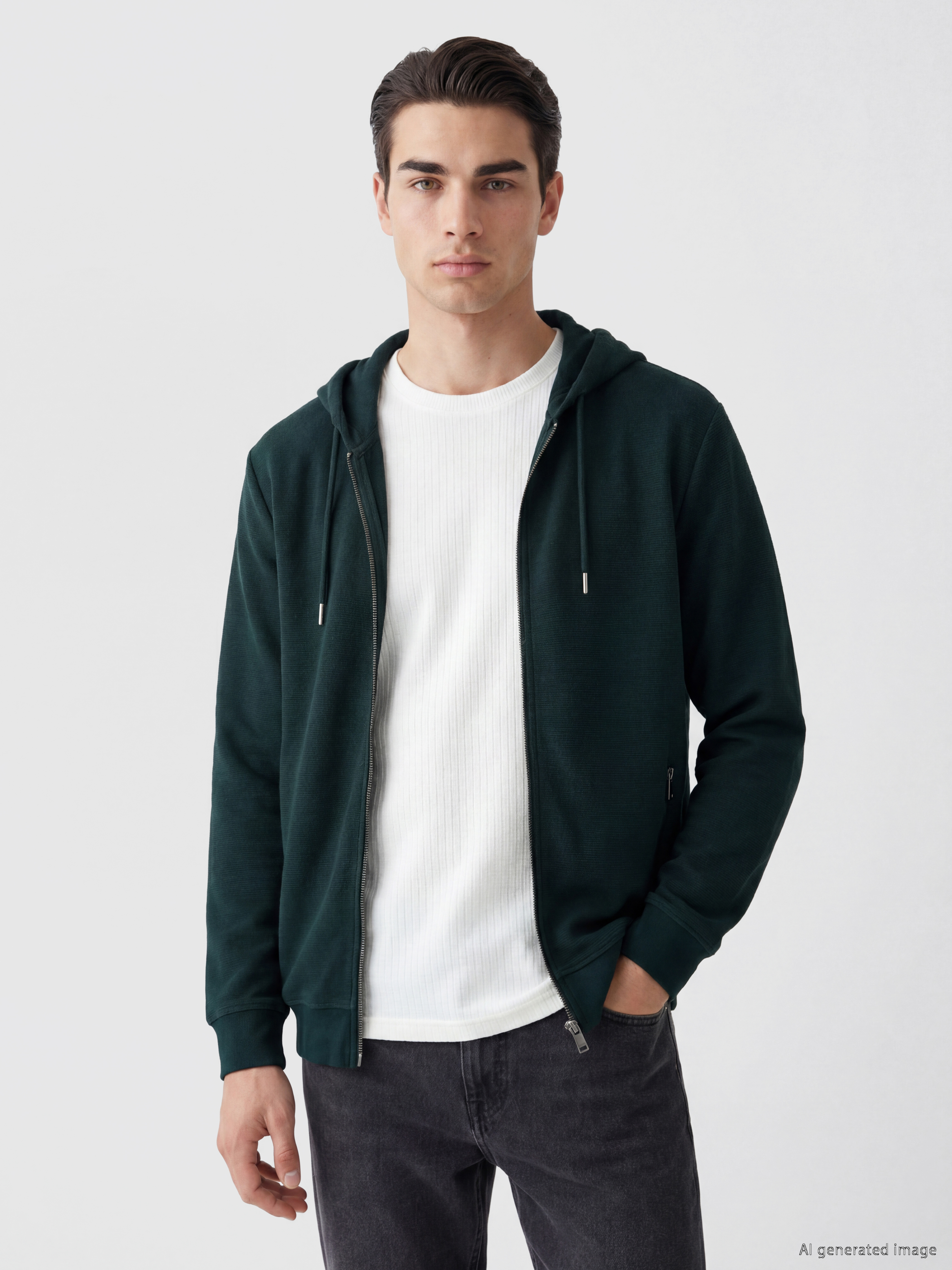 LCWAIKIKI Classic Kapüşonlu Erkek Fermuarlı Sweatshirt