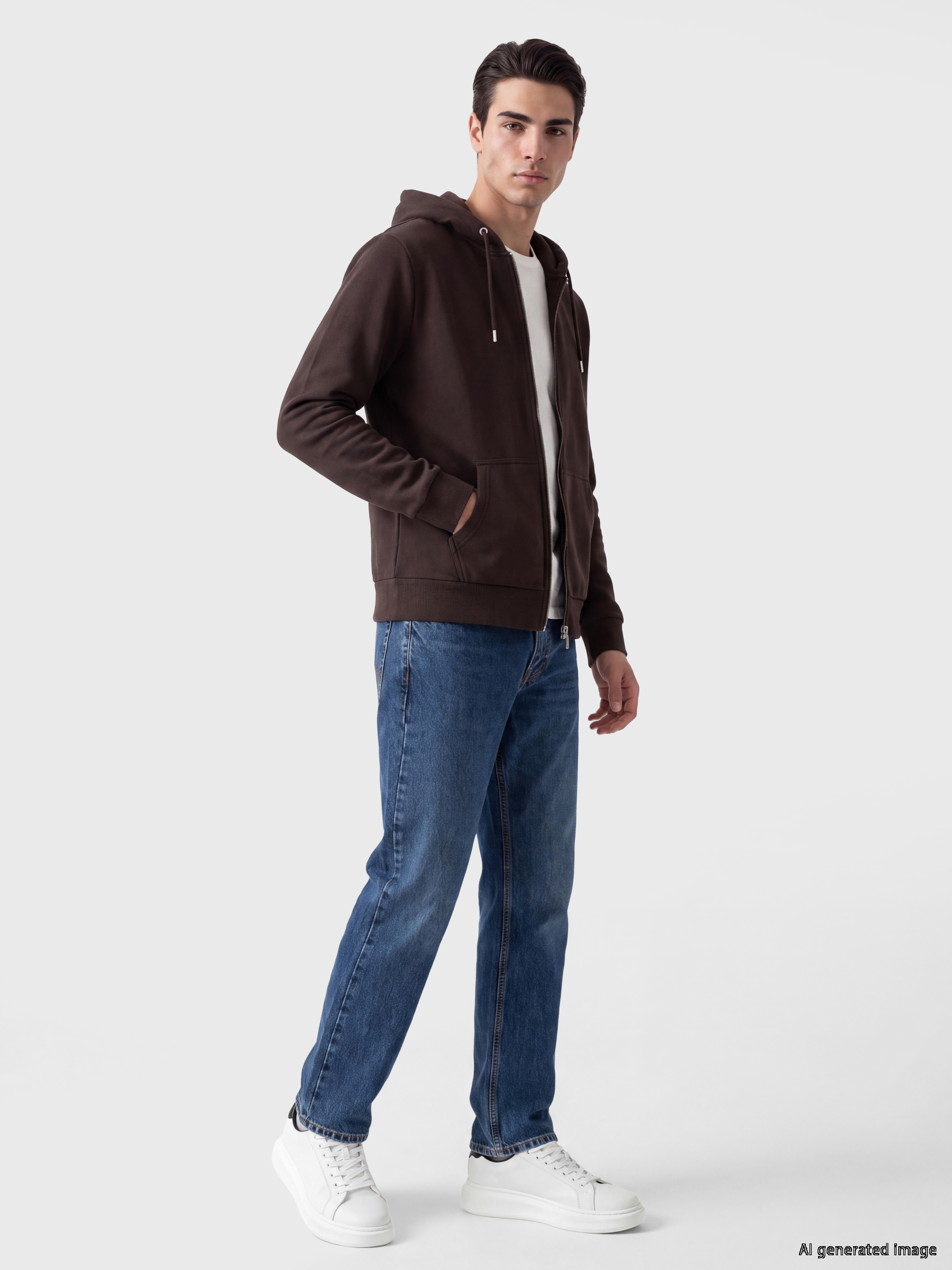 LCWAIKIKI Classic Kapüşonlu Erkek Fermuarlı Sweatshirt görsel 2