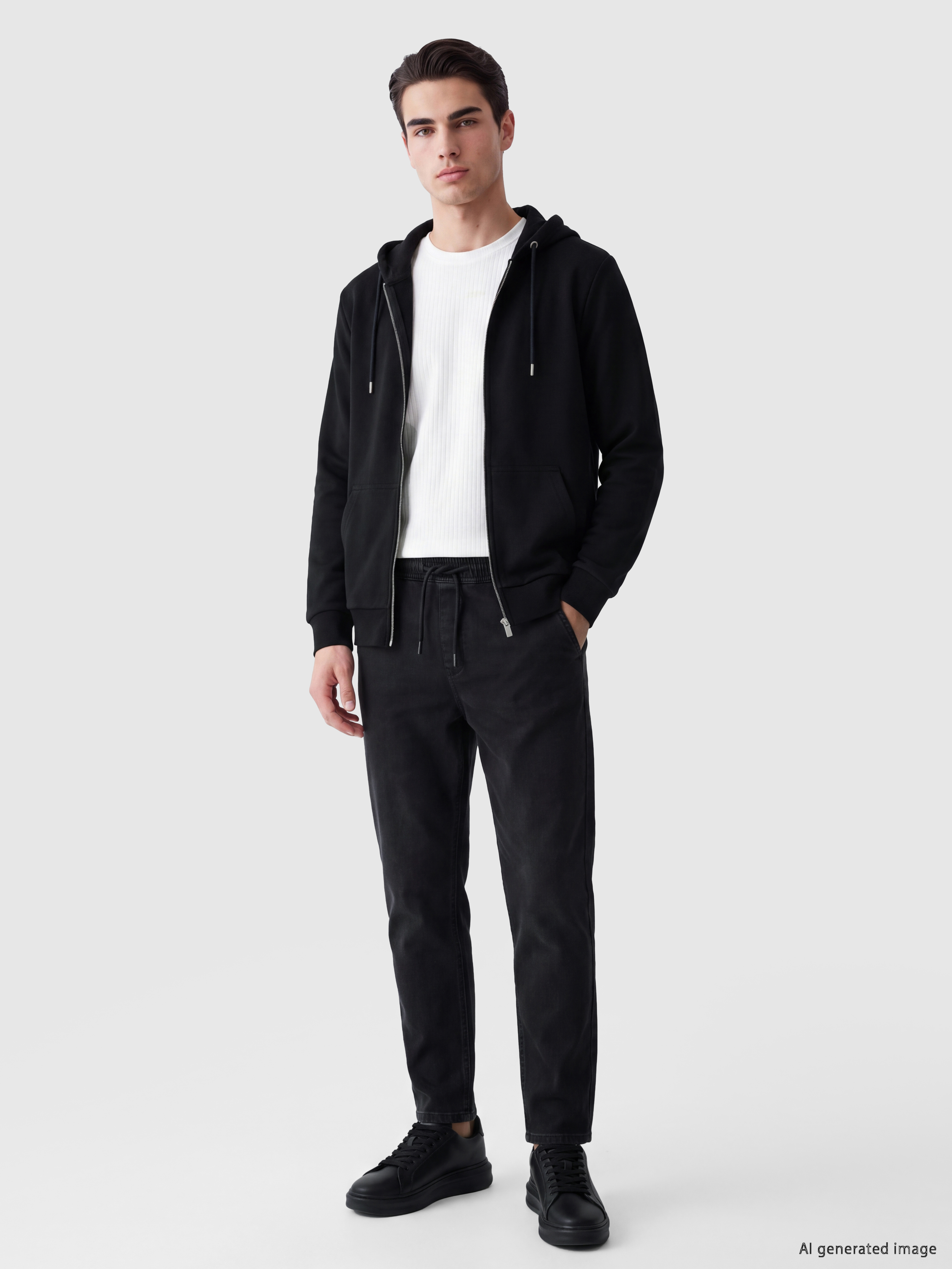 LCWAIKIKI Classic Kapüşonlu Erkek Fermuarlı Sweatshirt görsel 2