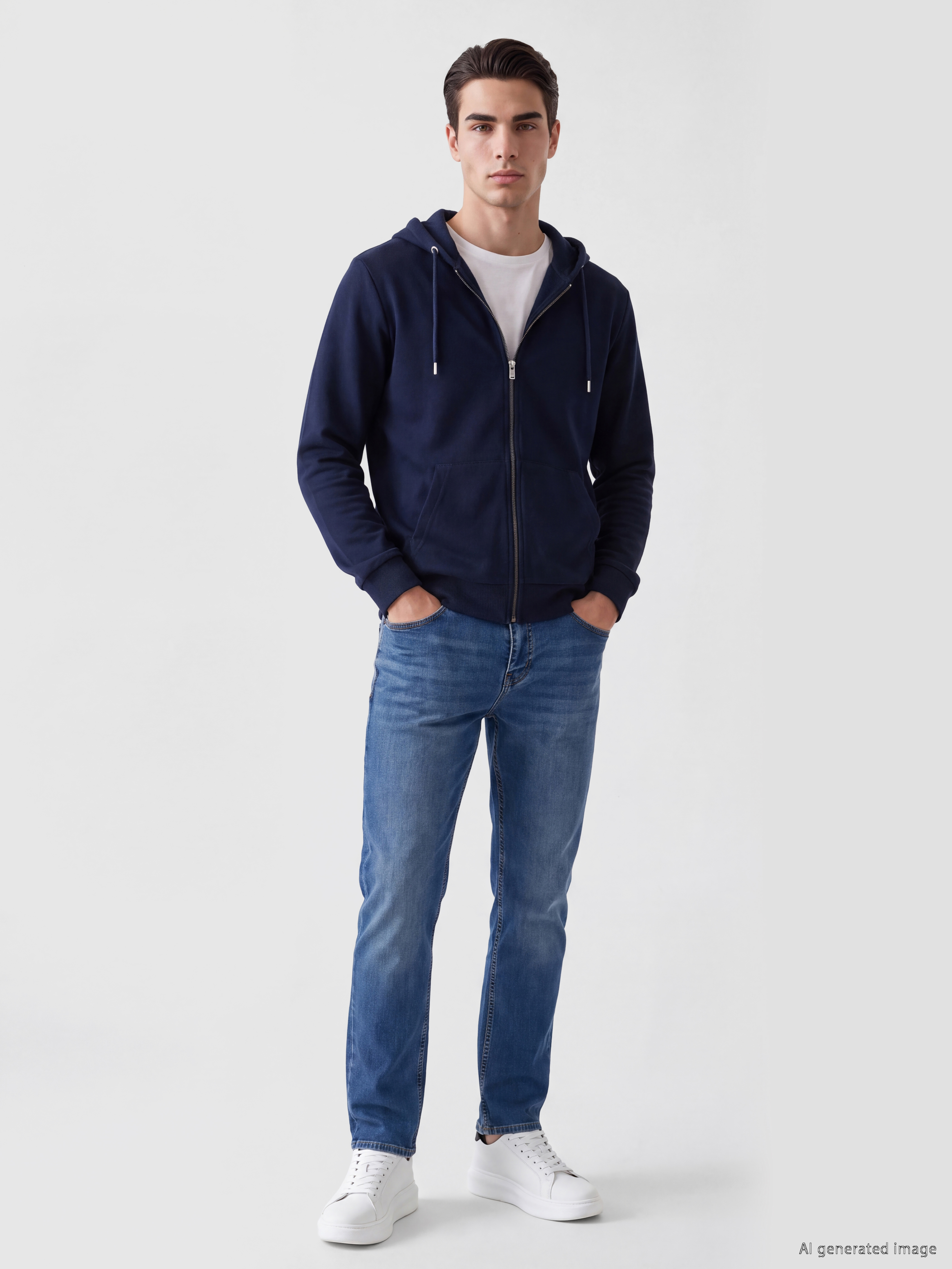 LCWAIKIKI Classic Kapüşonlu Erkek Fermuarlı Sweatshirt görsel 2