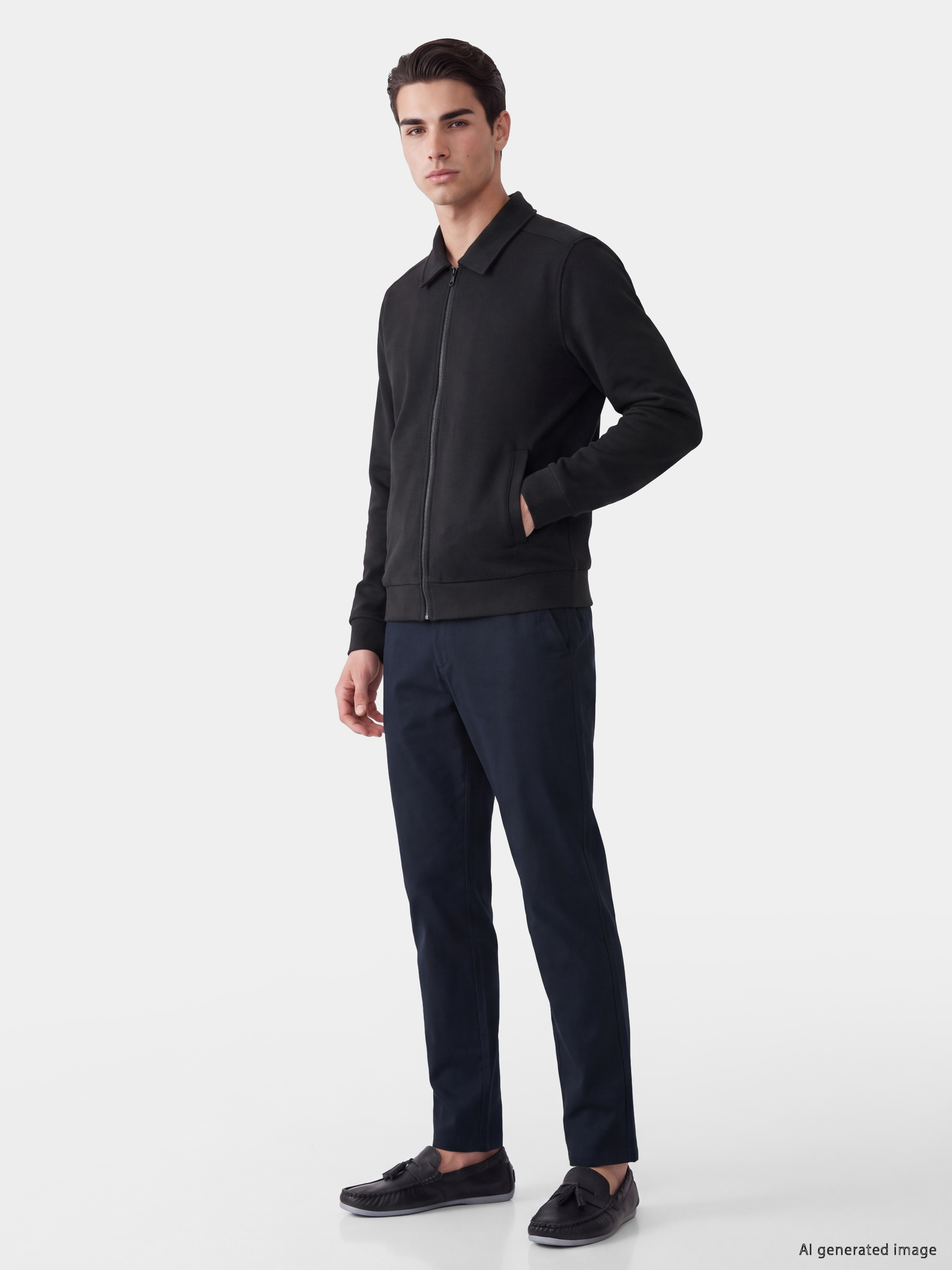 LCWAIKIKI Classic Polo Yaka Erkek Fermuarlı Sweatshirt görsel 2