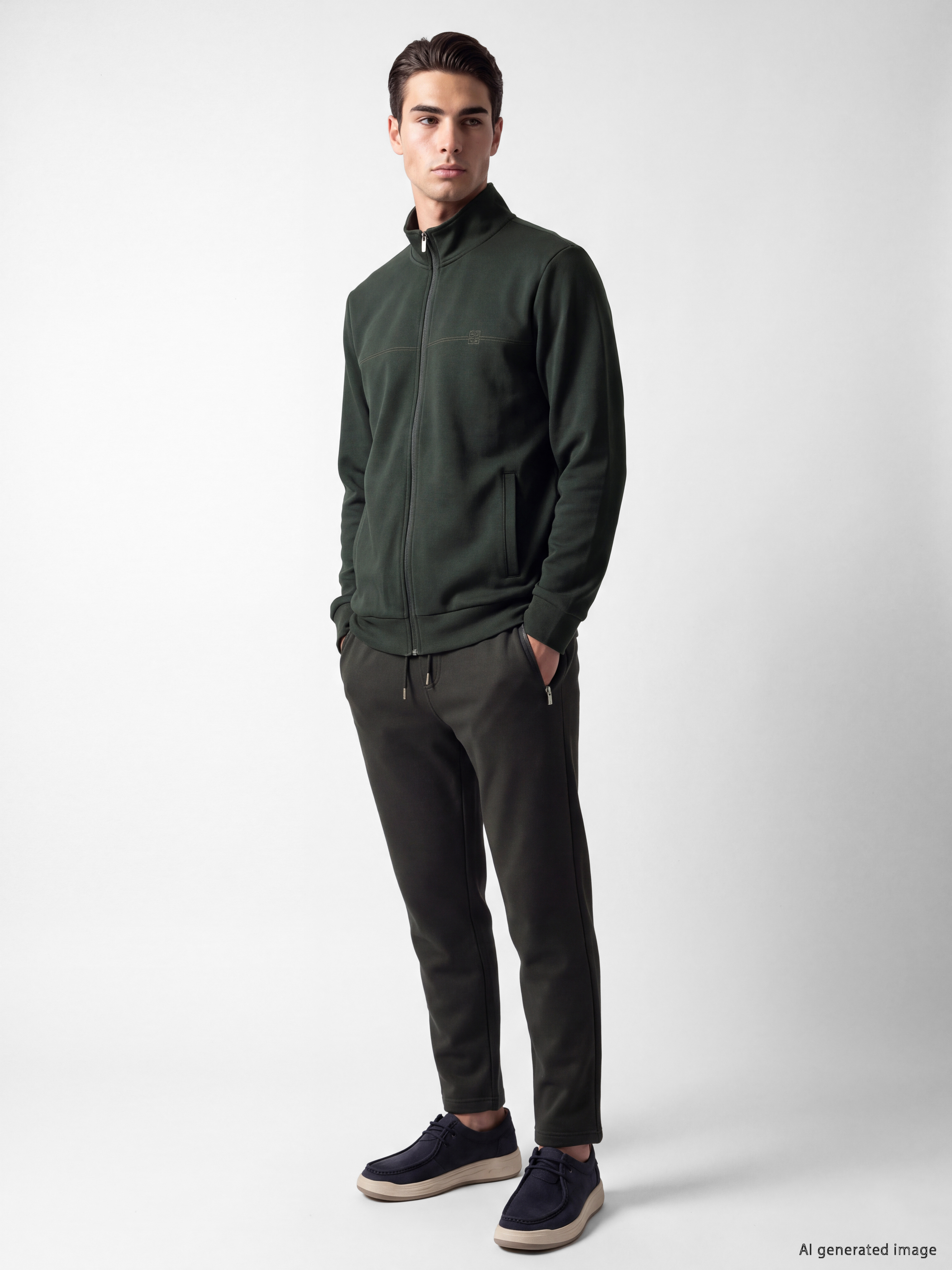 LCWAIKIKI Classic Dik Yaka Erkek Kalın Fermuarlı Sweatshirt görsel 2