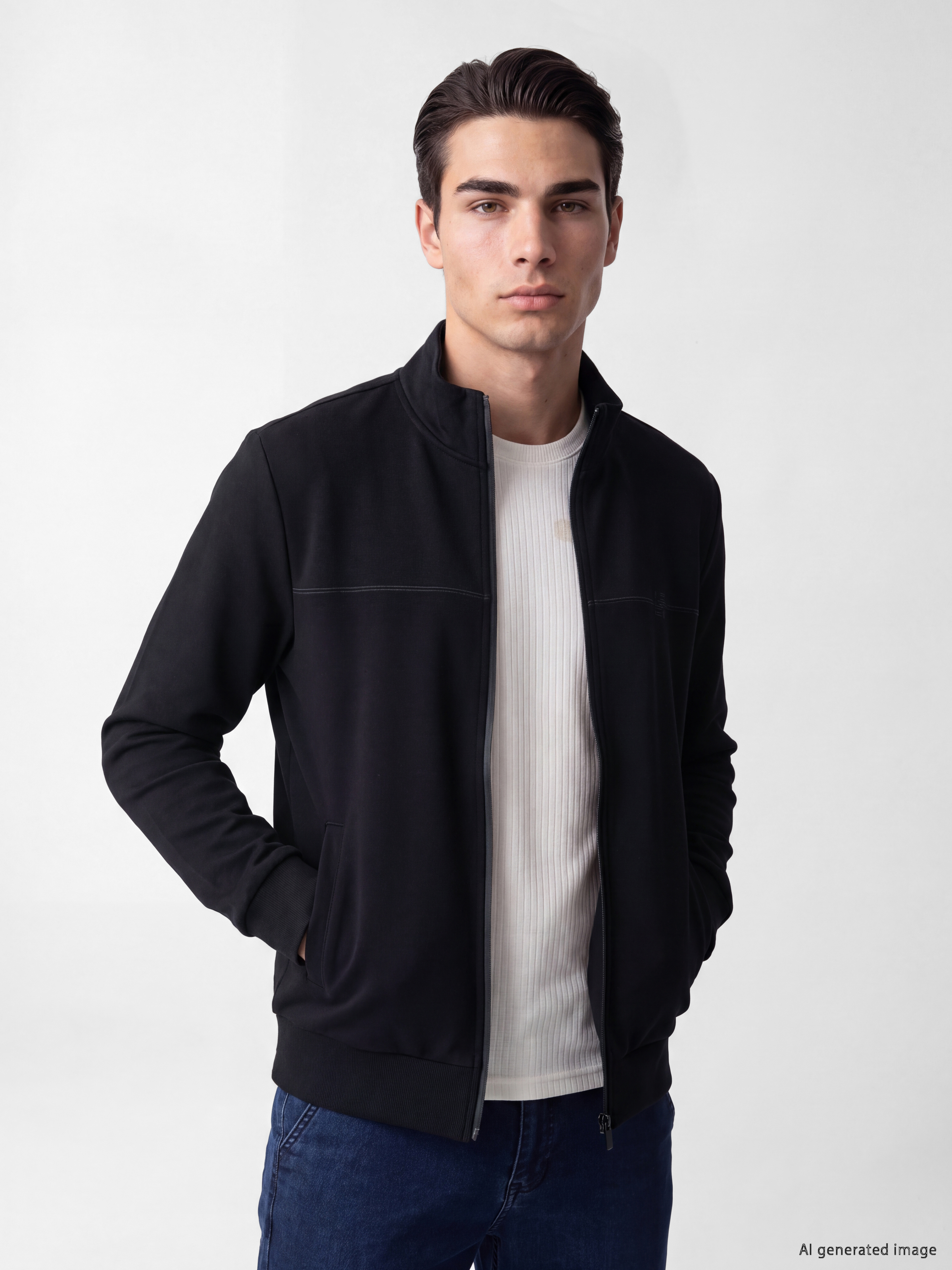 LCWAIKIKI Classic Dik Yaka Erkek Fermuarlı Sweatshirt