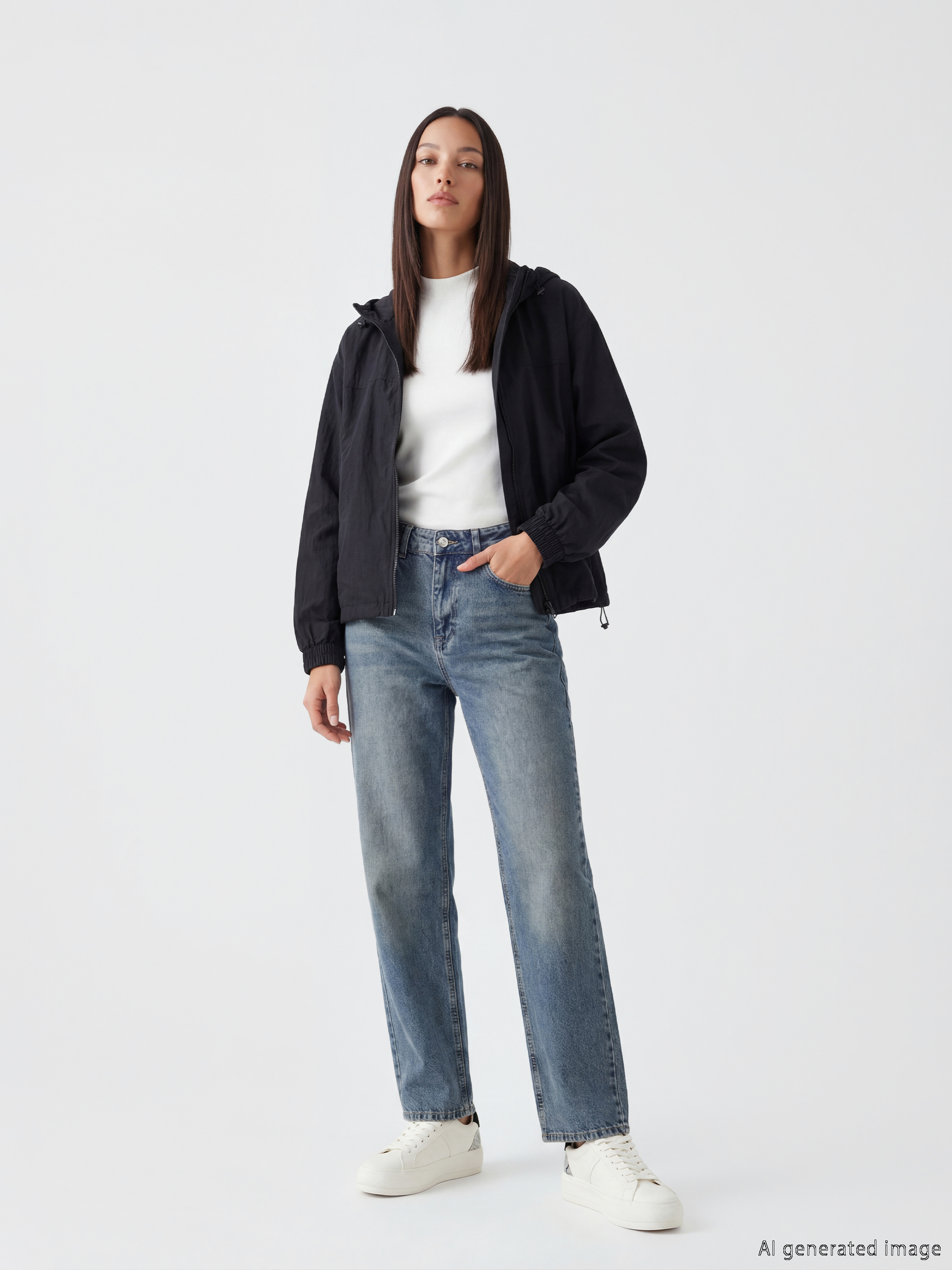 LCWAIKIKI Classic Kapüşonlu Oversize Kadın Yağmurluk görsel 2